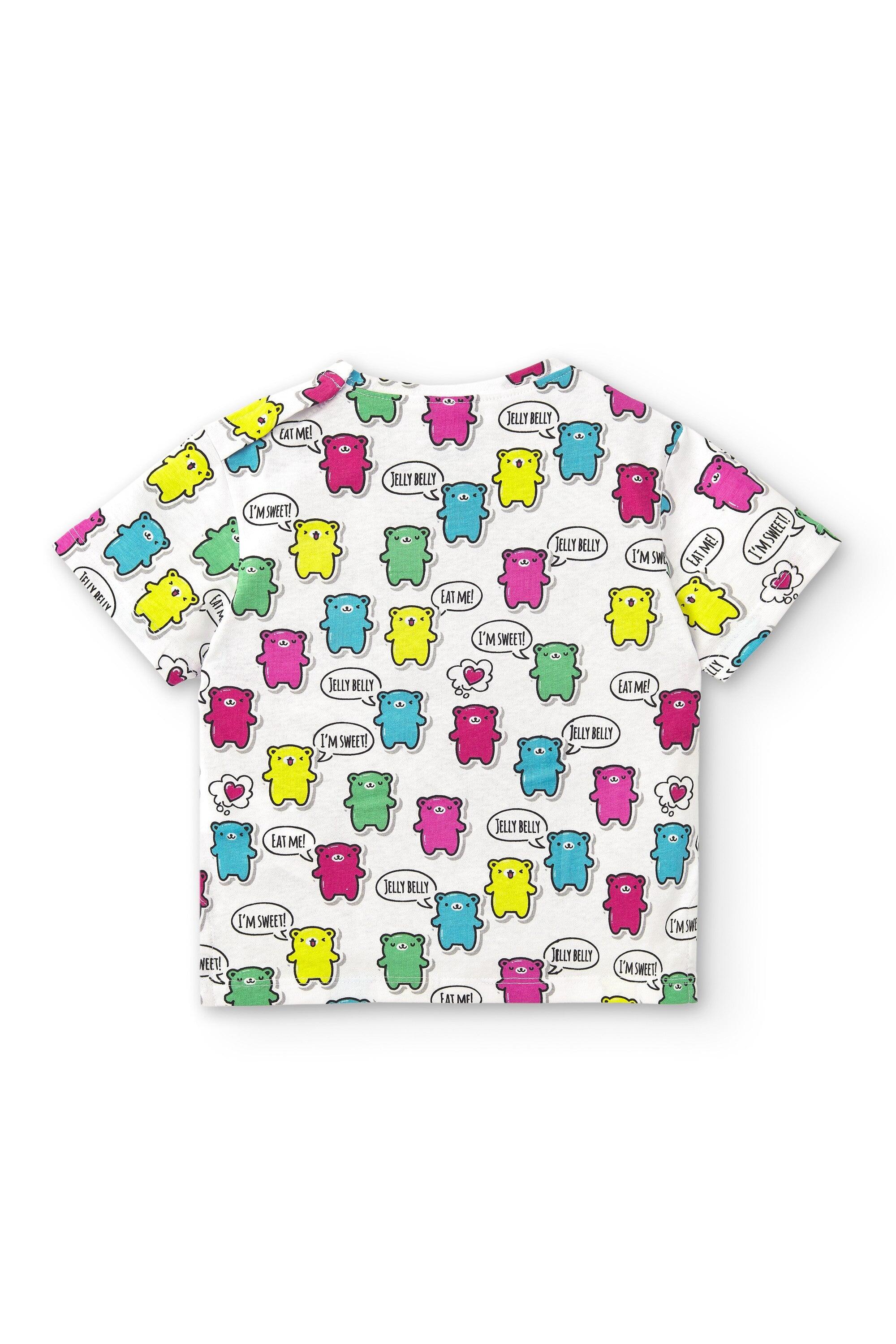 Camiseta branca para bebê menina com estampa multicolorida de ursinhos de 5/5