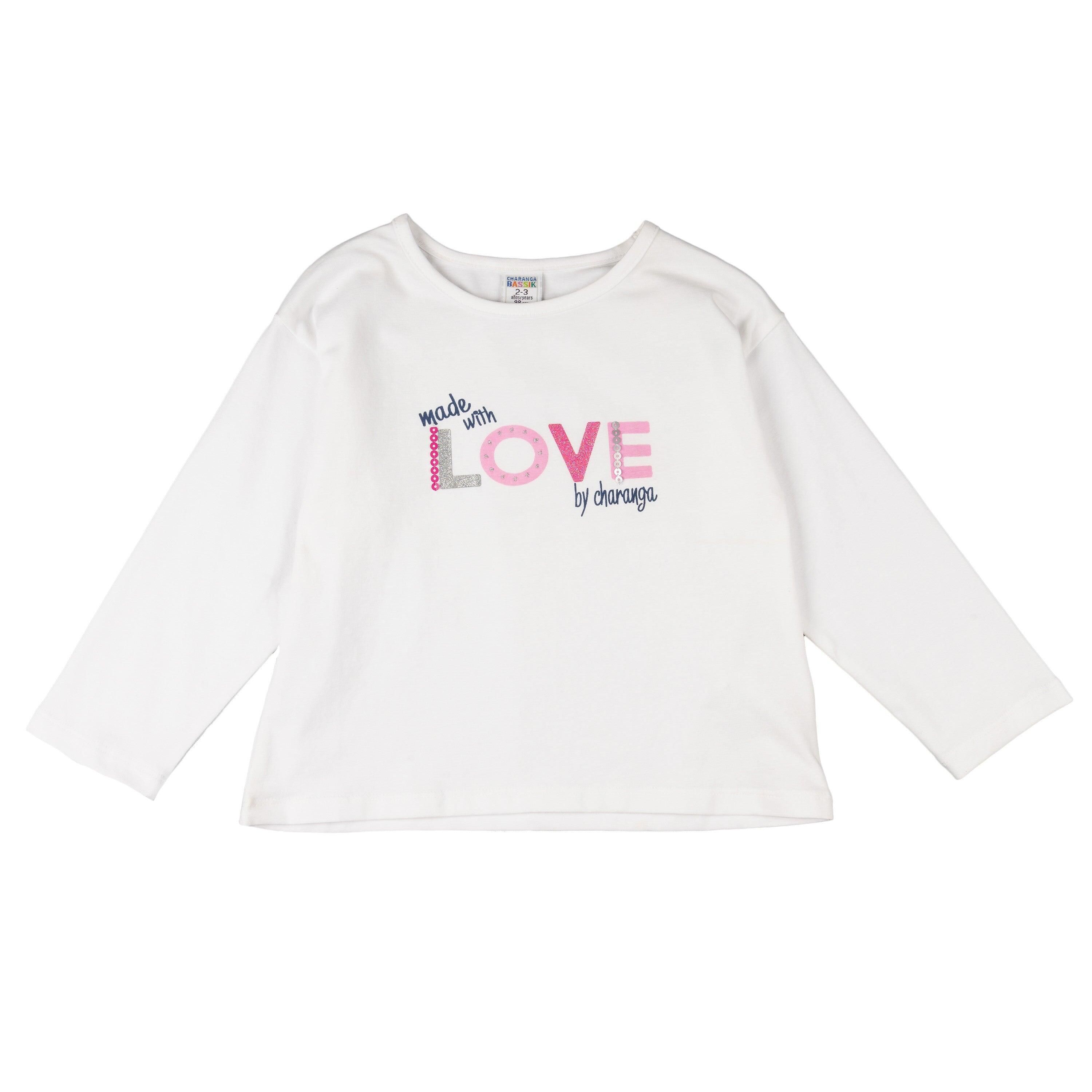 Camiseta manga larga niña blanca LOVE 2/5