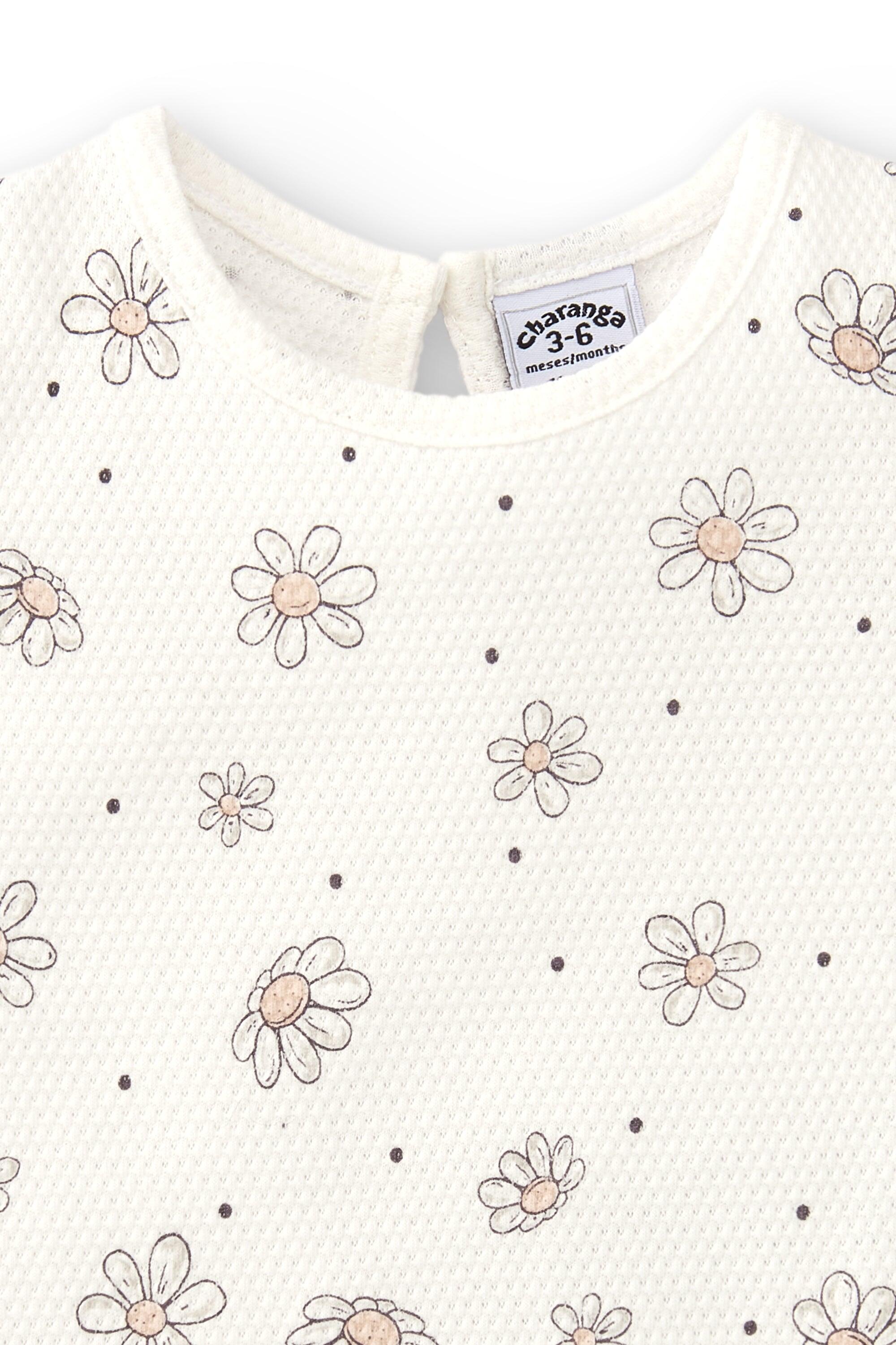Camiseta de recién nacido de flores | Algodón orgánico 3/4