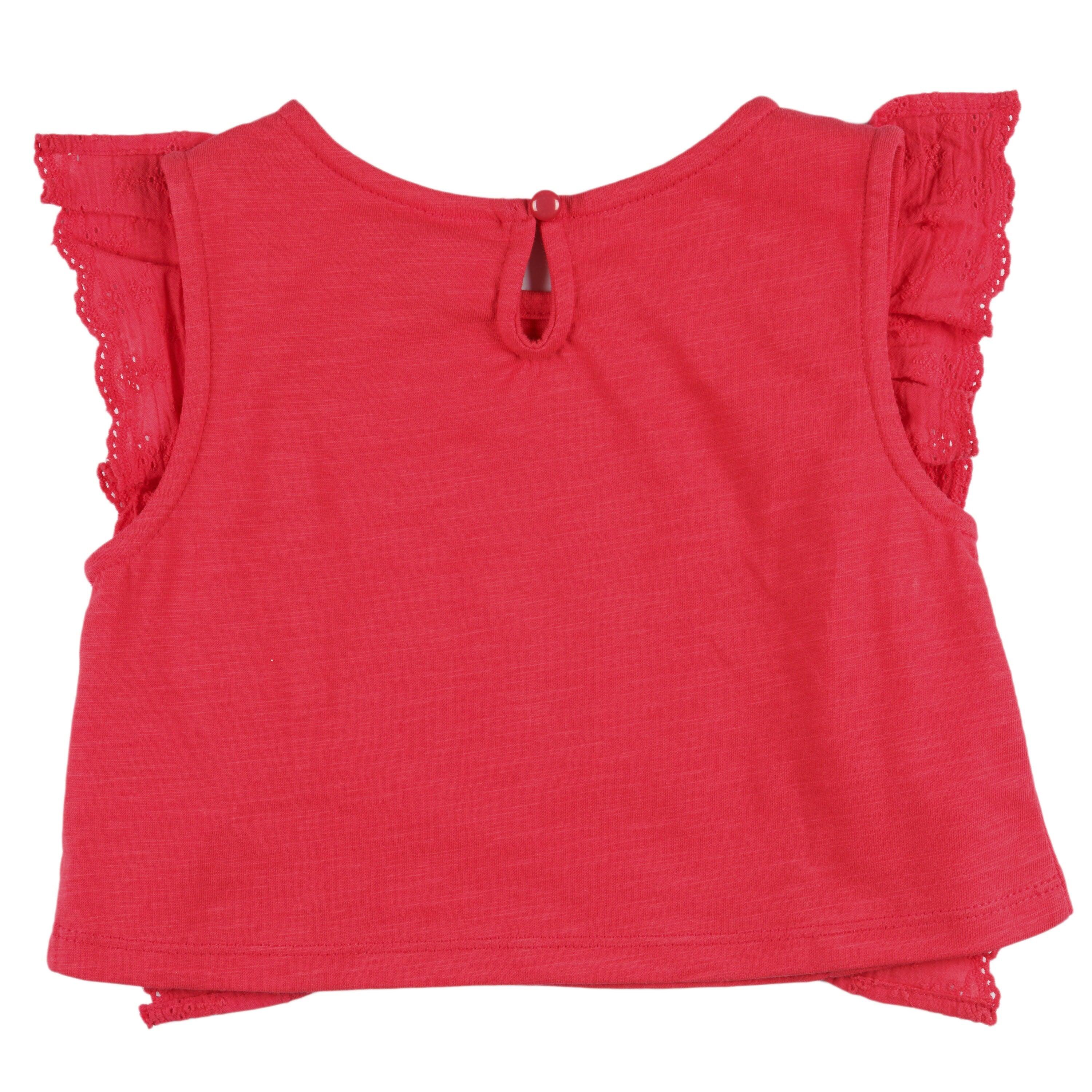 Camiseta vermelha com babados para 3/4