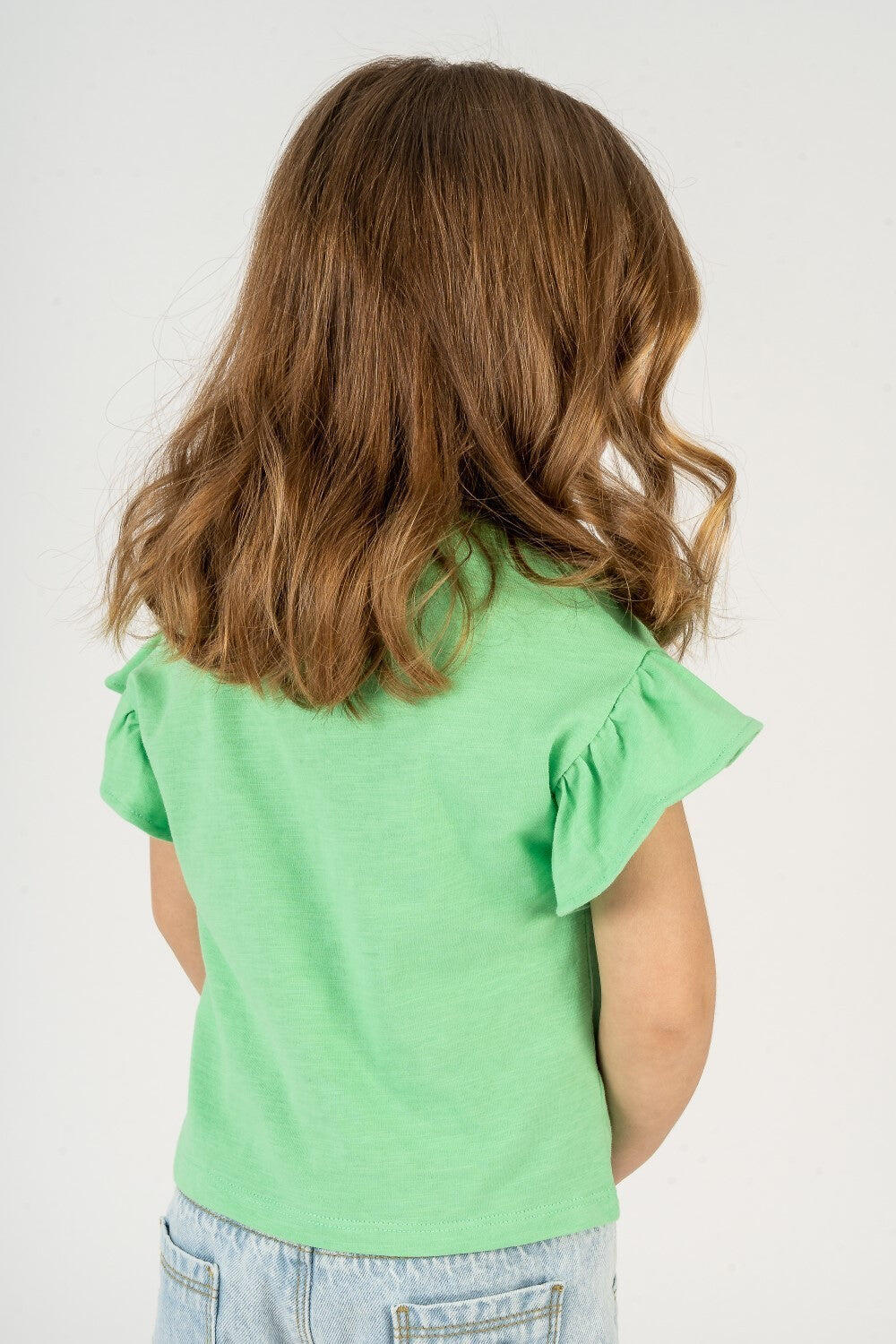 Camiseta verde com babados para bebê 4/5