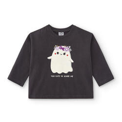 Charanga Camiseta de bebé color antracita con dibujo fantasma