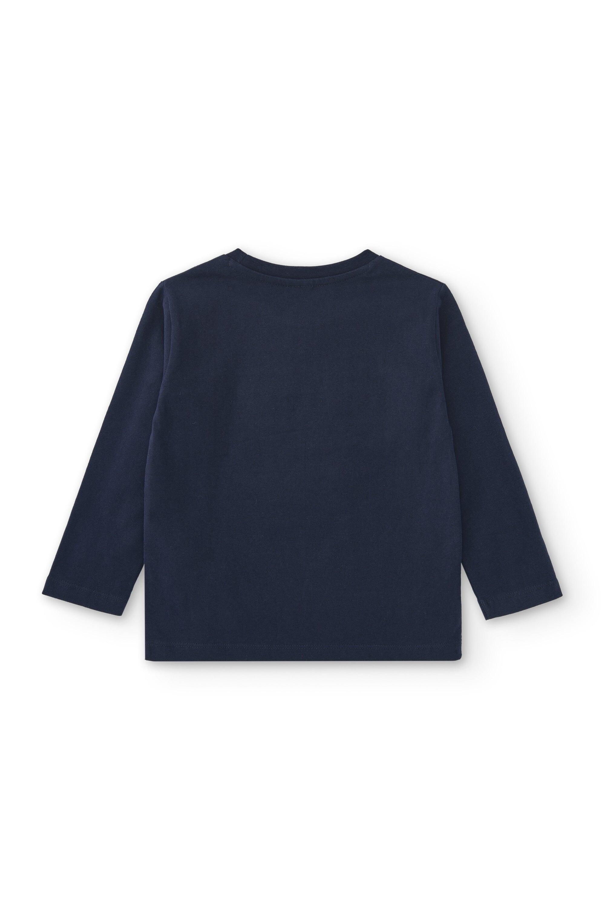 Camiseta infantil de manga comprida azul marinho com estampa de floresta 4/5