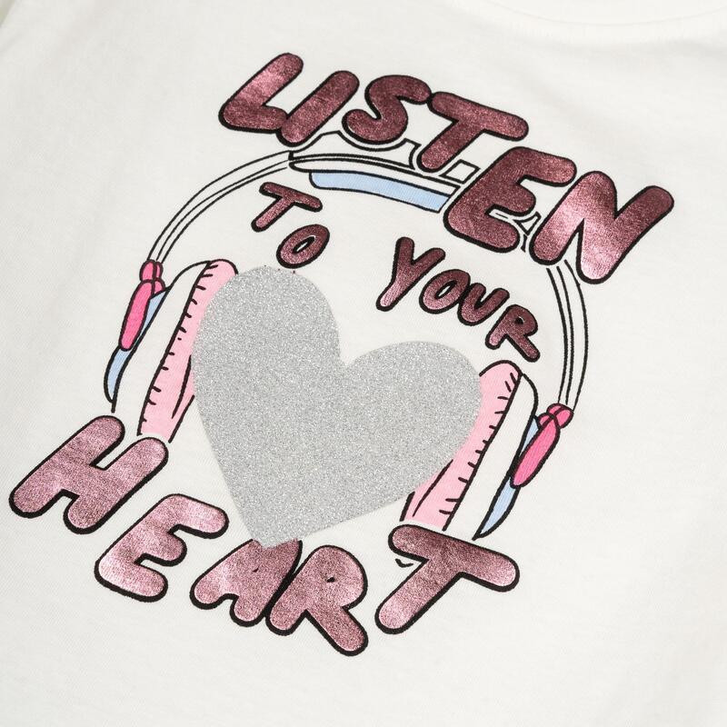 Charanga Camiseta de niña color crudo estampado de corazón