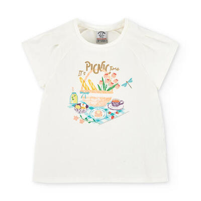 Camiseta De Niña Crudo Charanga, Gráfica Manga Corta talla 4-5