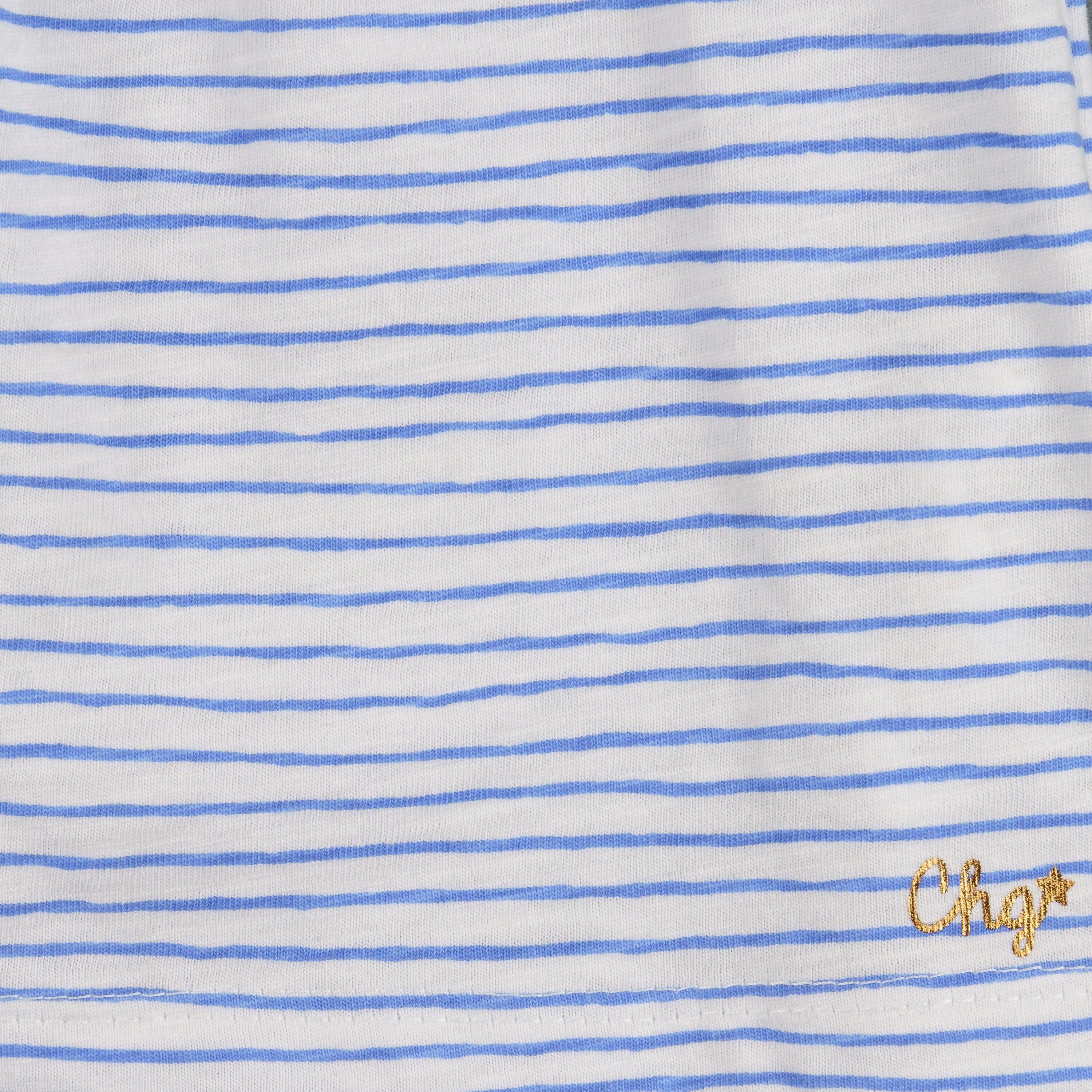 Camiseta listrada azul e branca para bebê 4/5
