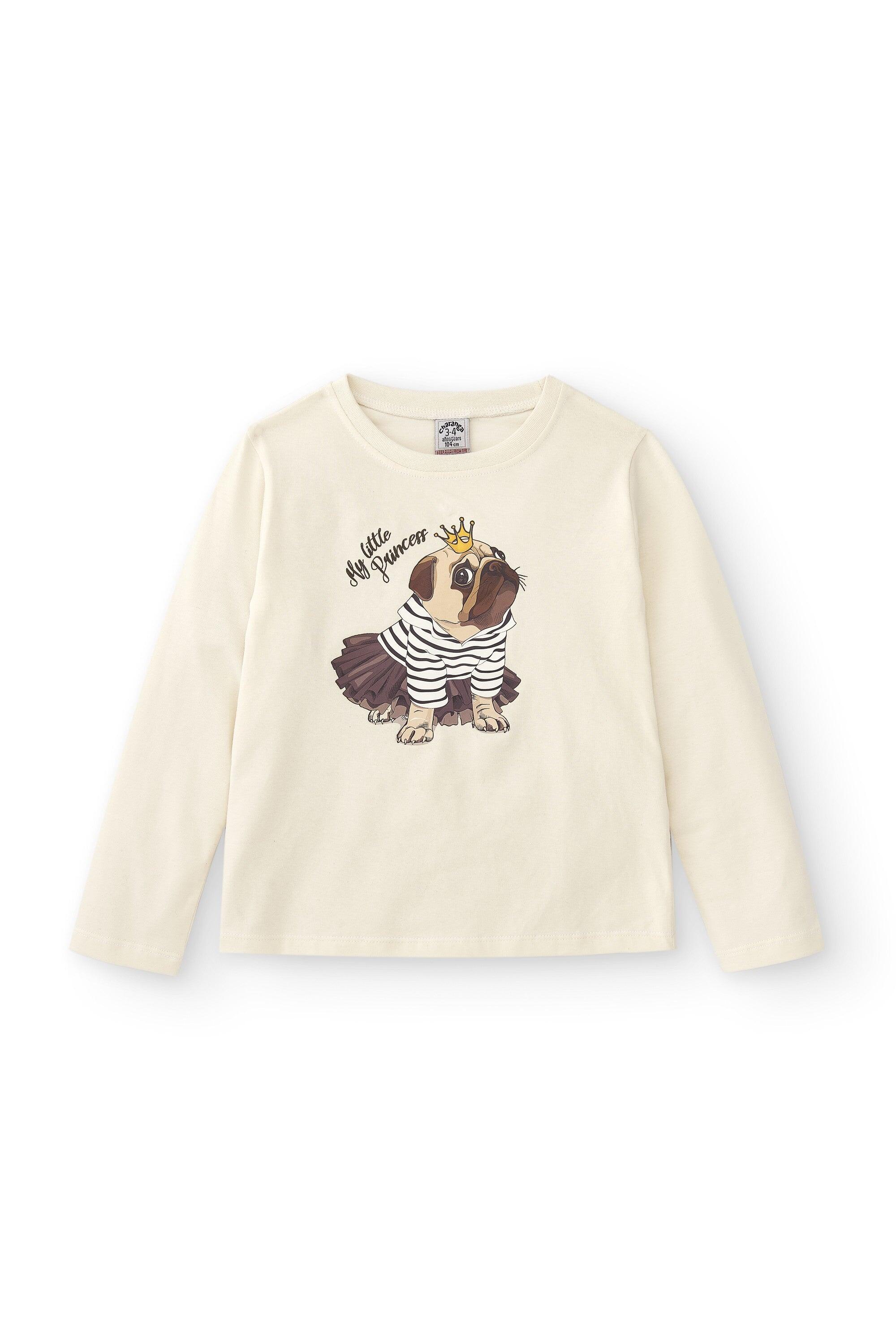 Camiseta de manga larga de niña perro 3/4