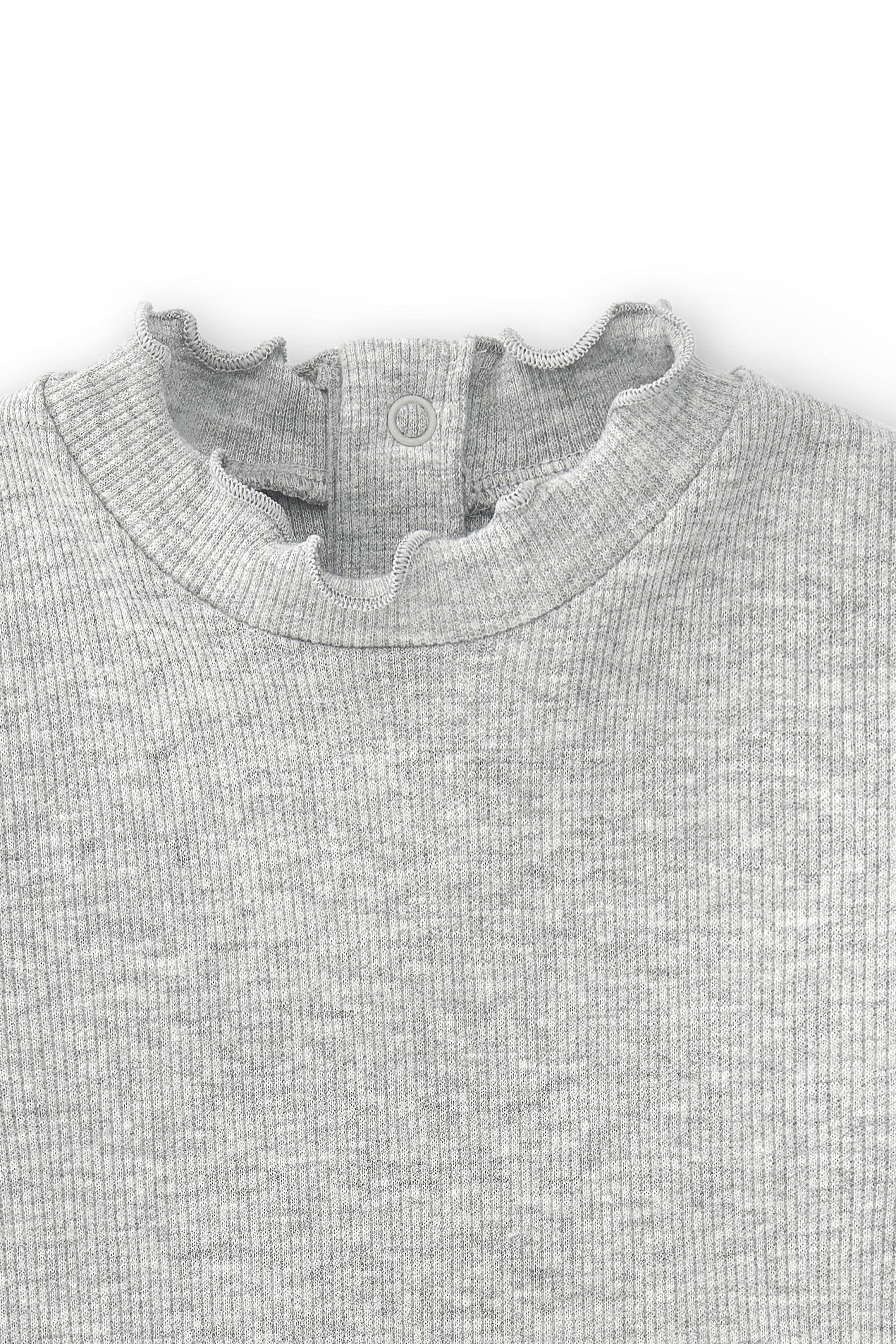 Camiseta básica cinza de manga comprida para bebê com 3/3