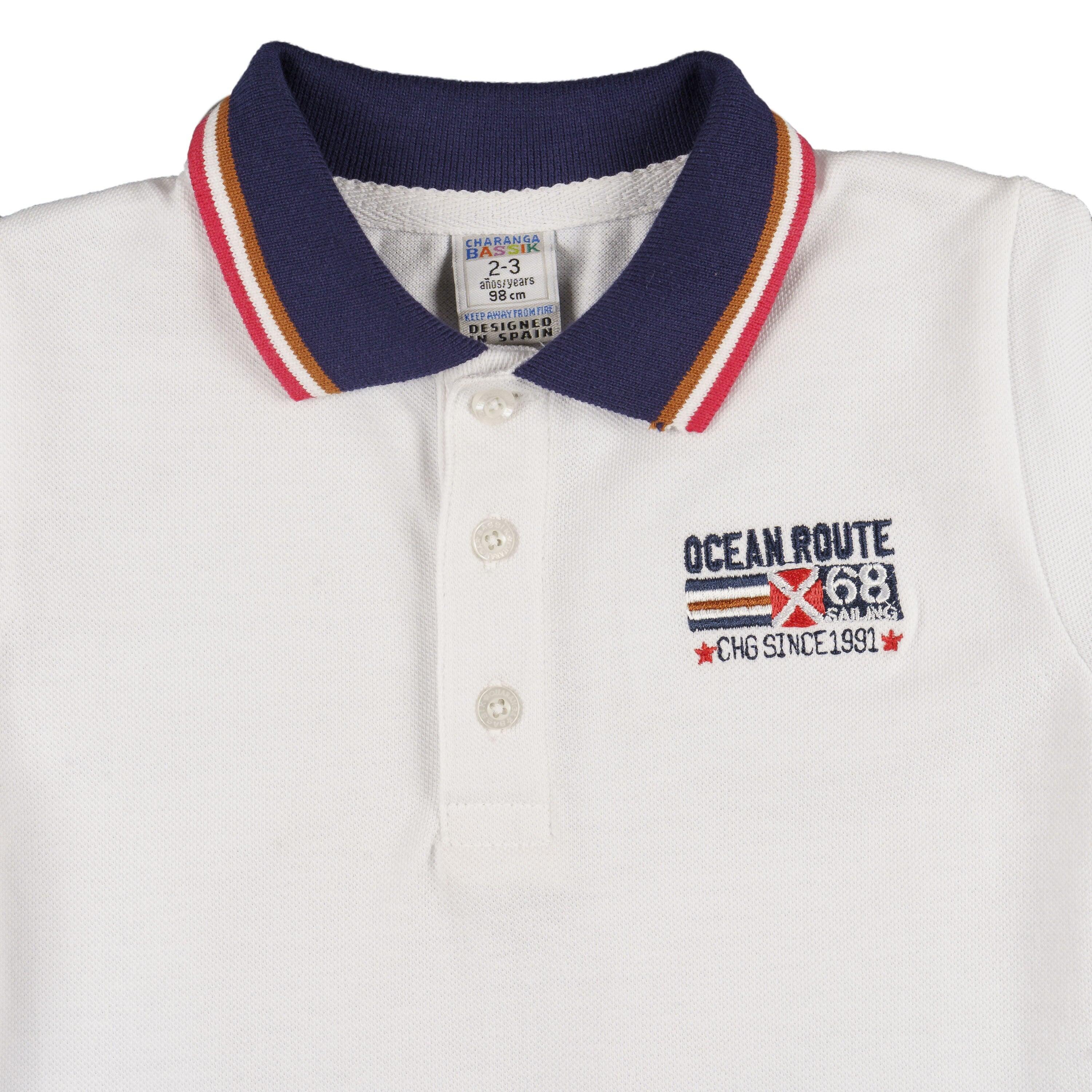 Camisa polo branca para 3/4