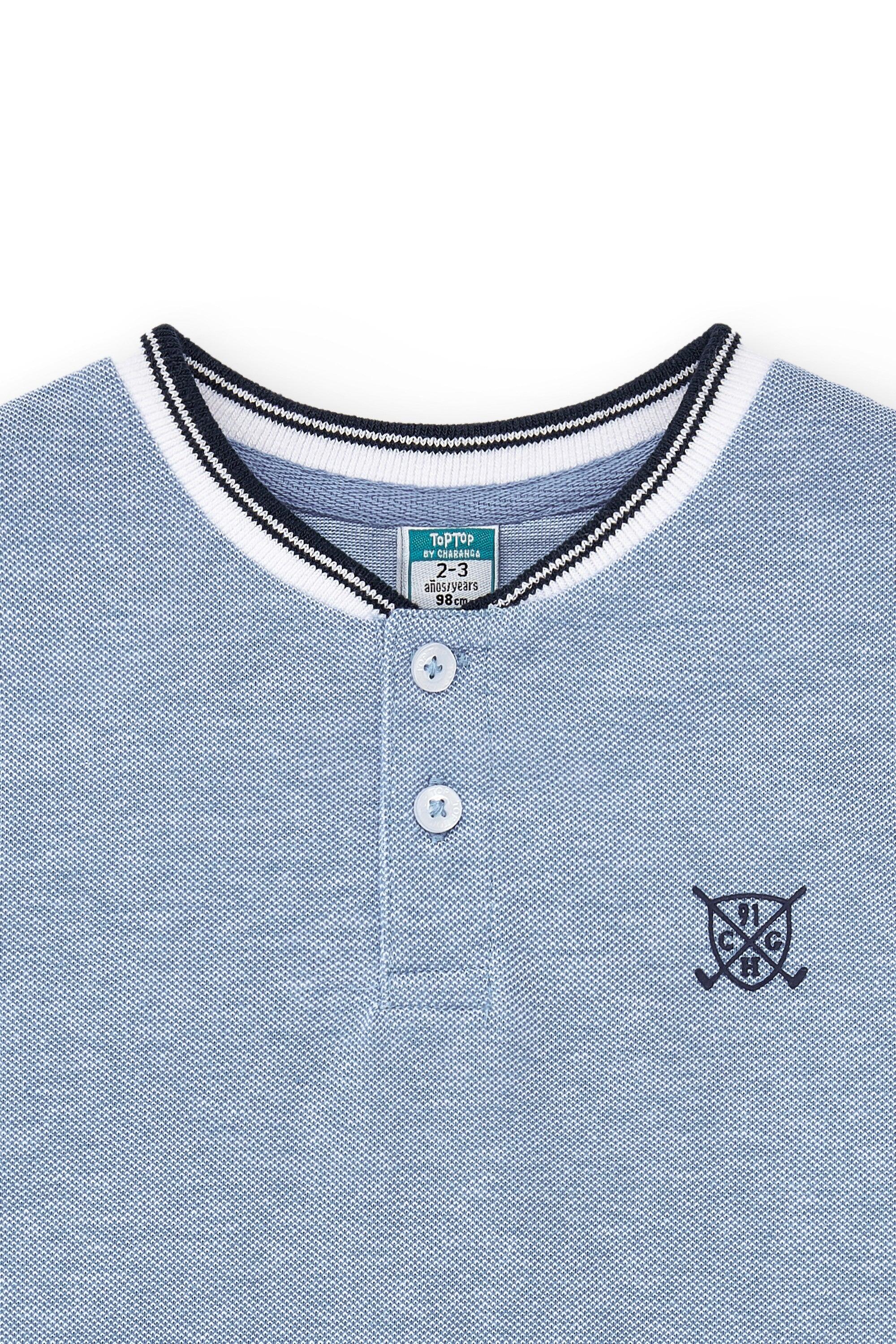 Polo de niño celeste | Cuello mao 4/4