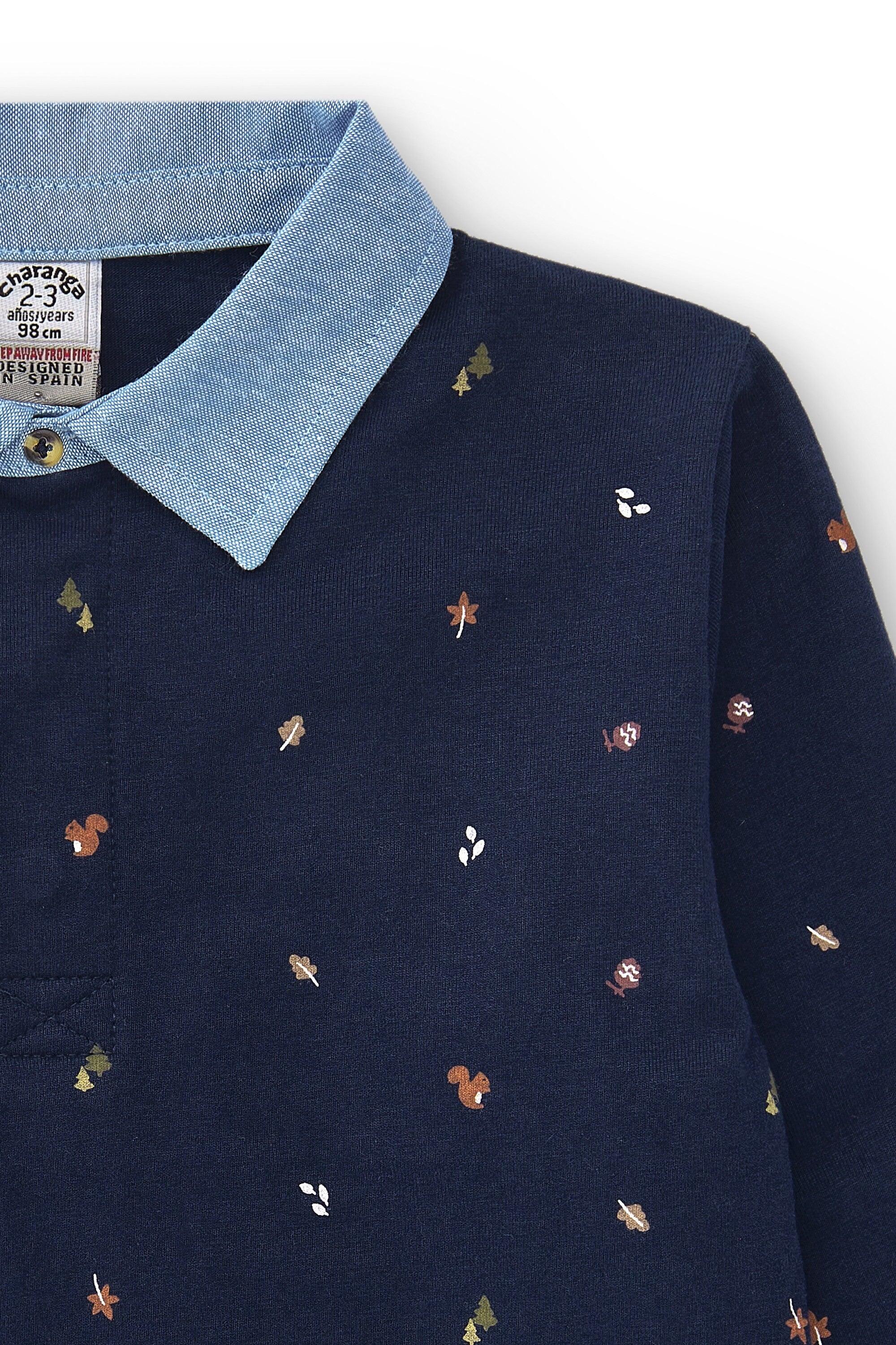 Camisa polo estampada de manga comprida para 4/5