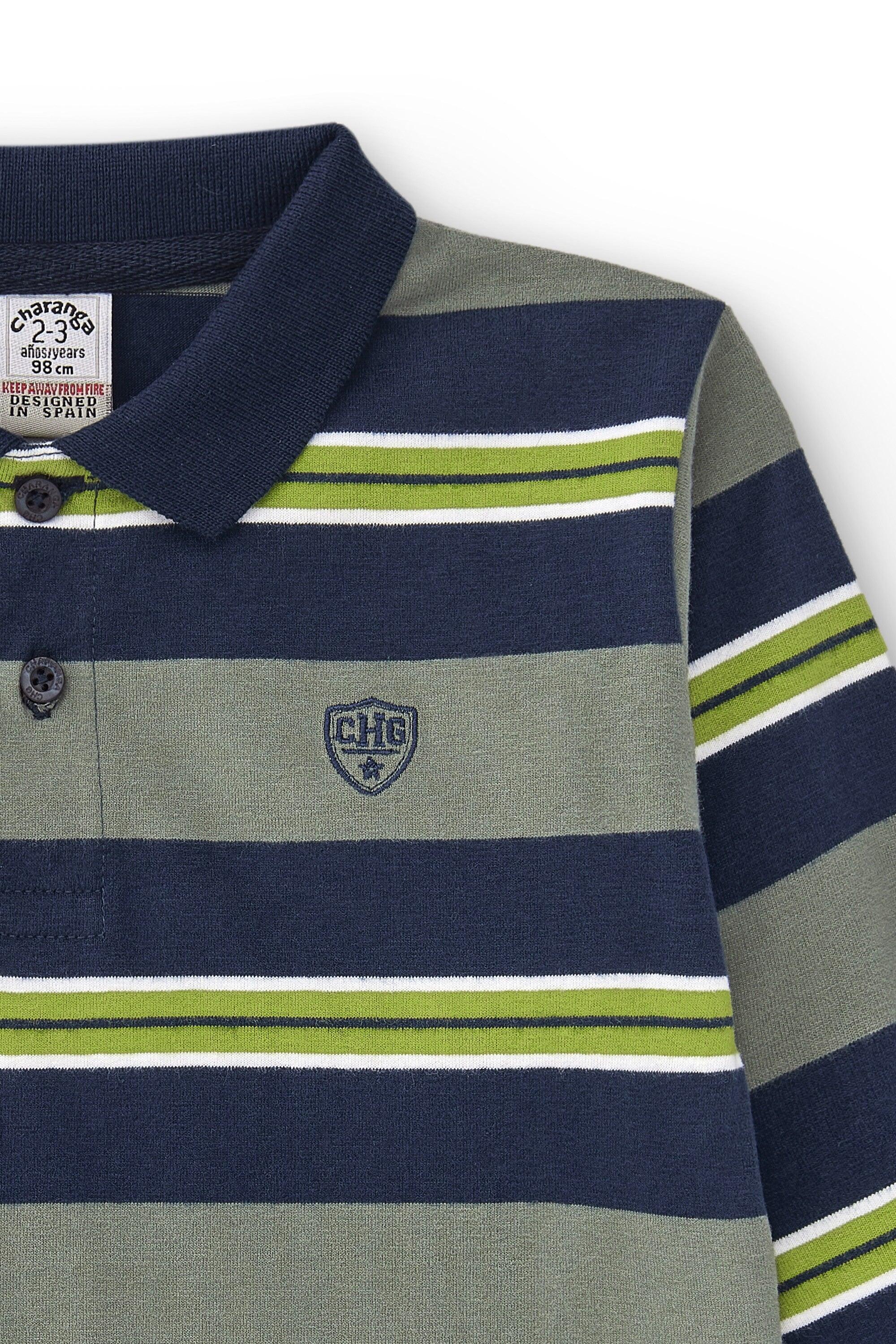 Camisa polo de manga comprida para meninos, 3/4