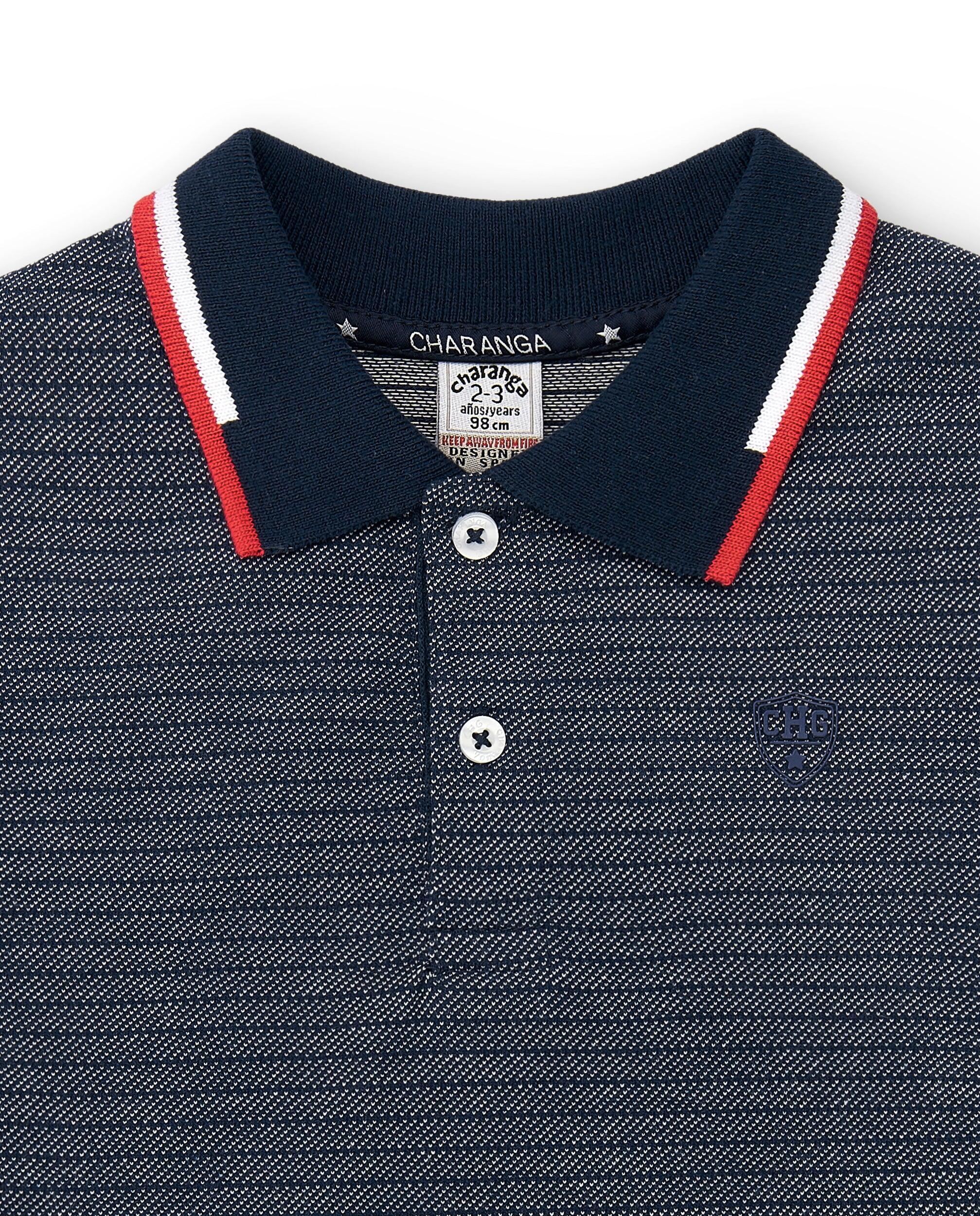Camisa polo azul marinho 3/4
