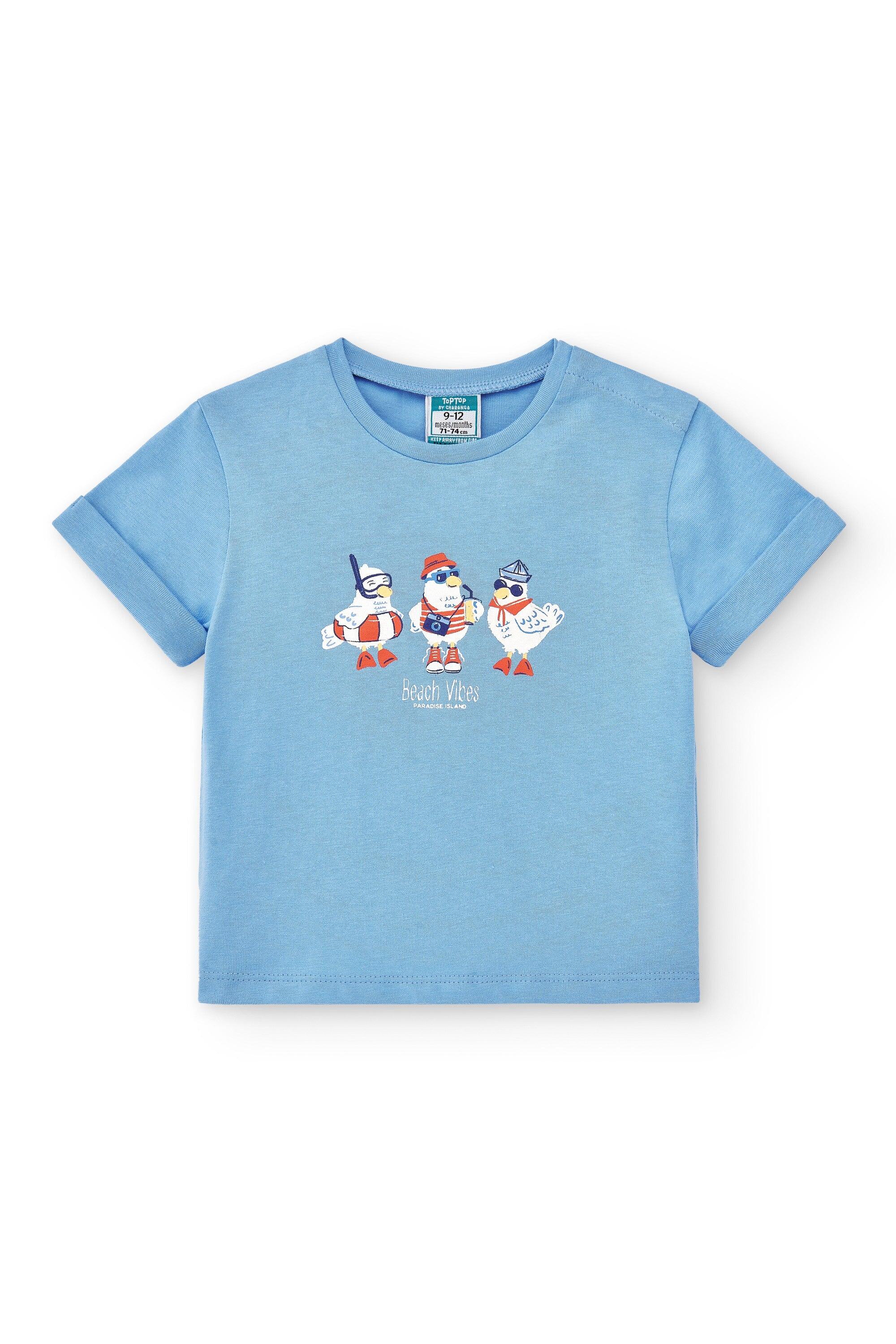 Conjunto niño camiseta azul y bermuda de rayas 4/5