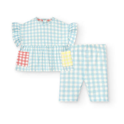 Conjunto Camiseta Y Legging de bebé cuadro volantes de Charanga