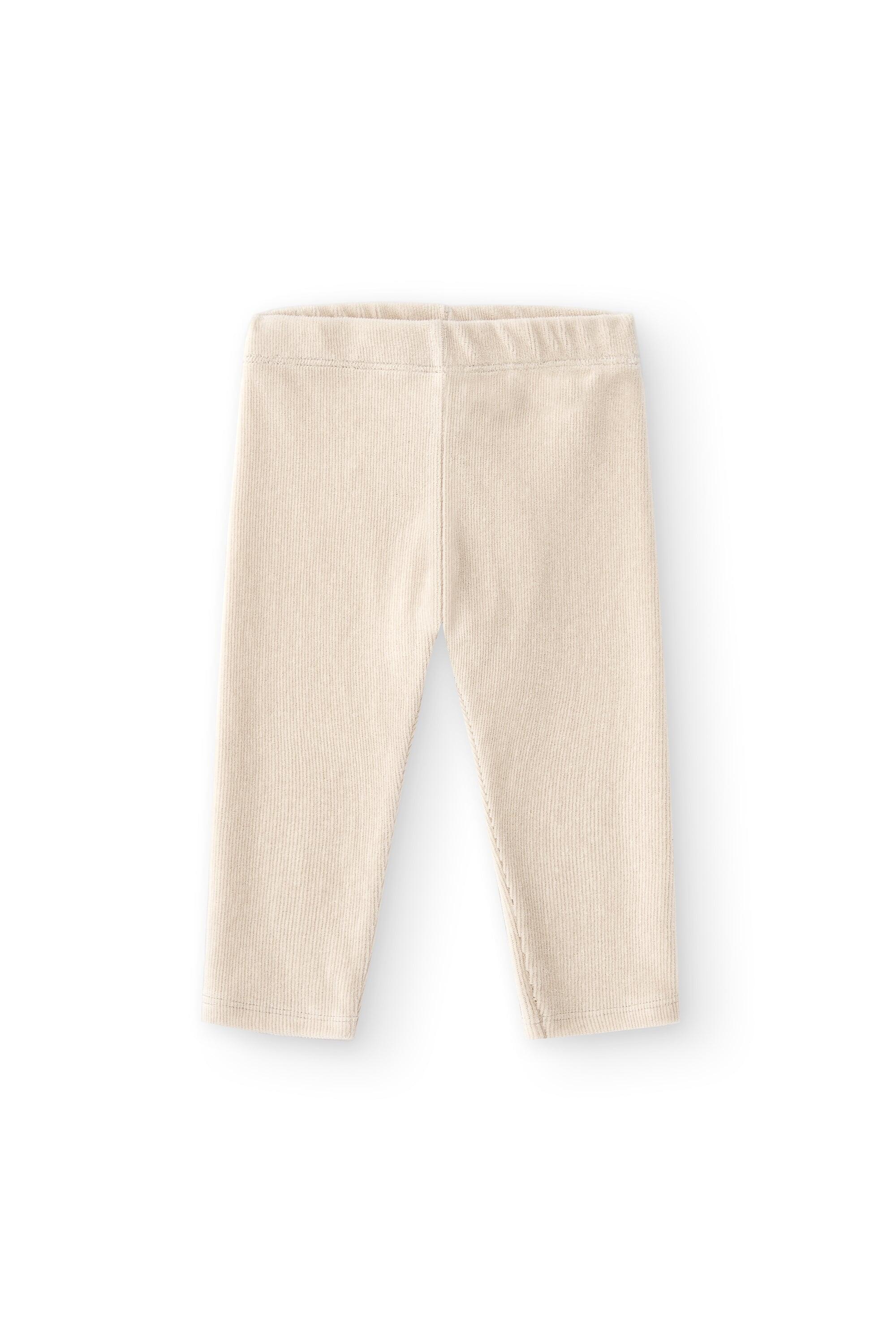 Leggings de bebê em veludo cotelê elástico, cor cru - 4/5