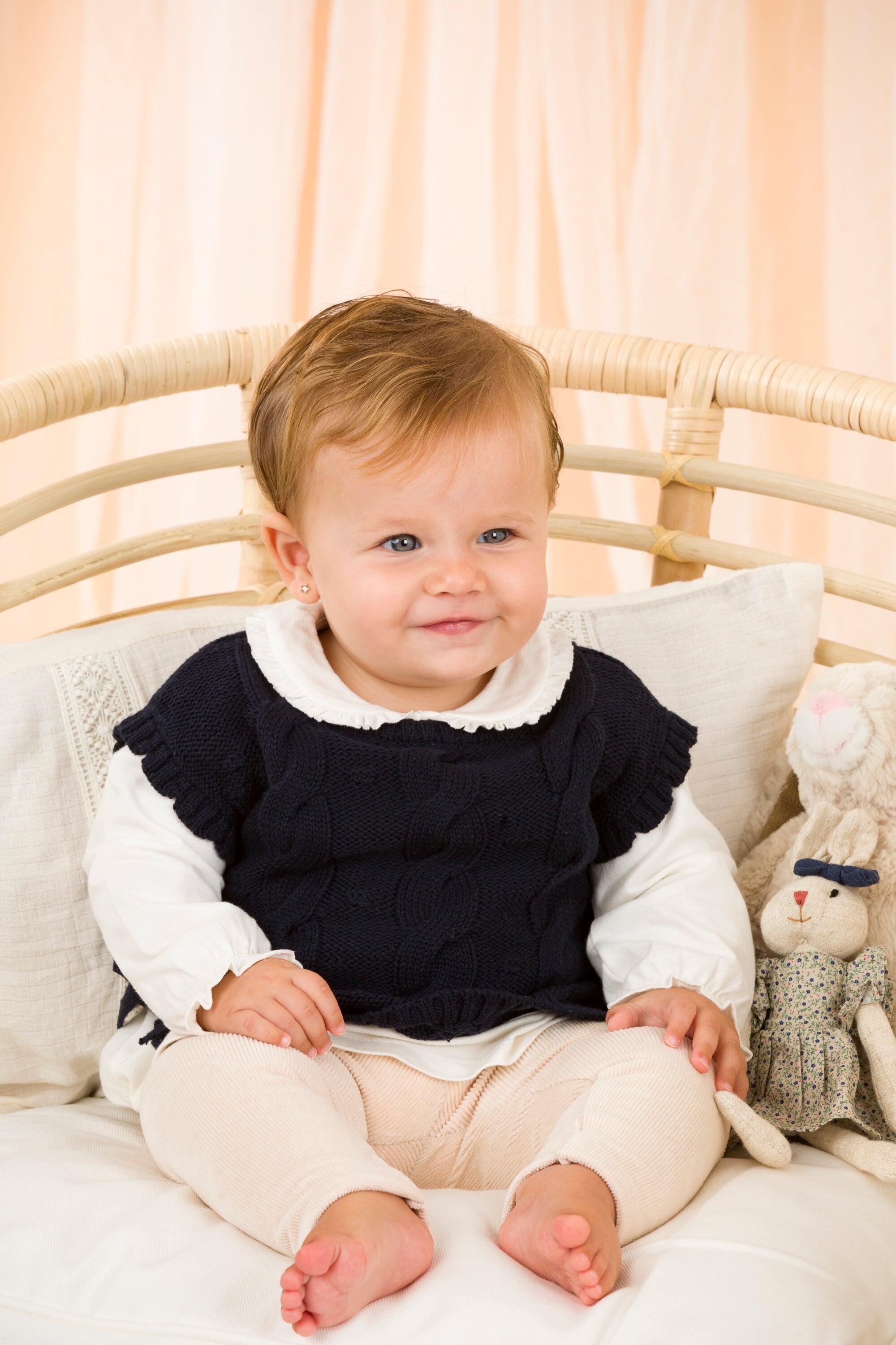 Leggings de bebê em veludo cotelê elástico, cor cru - 3/5