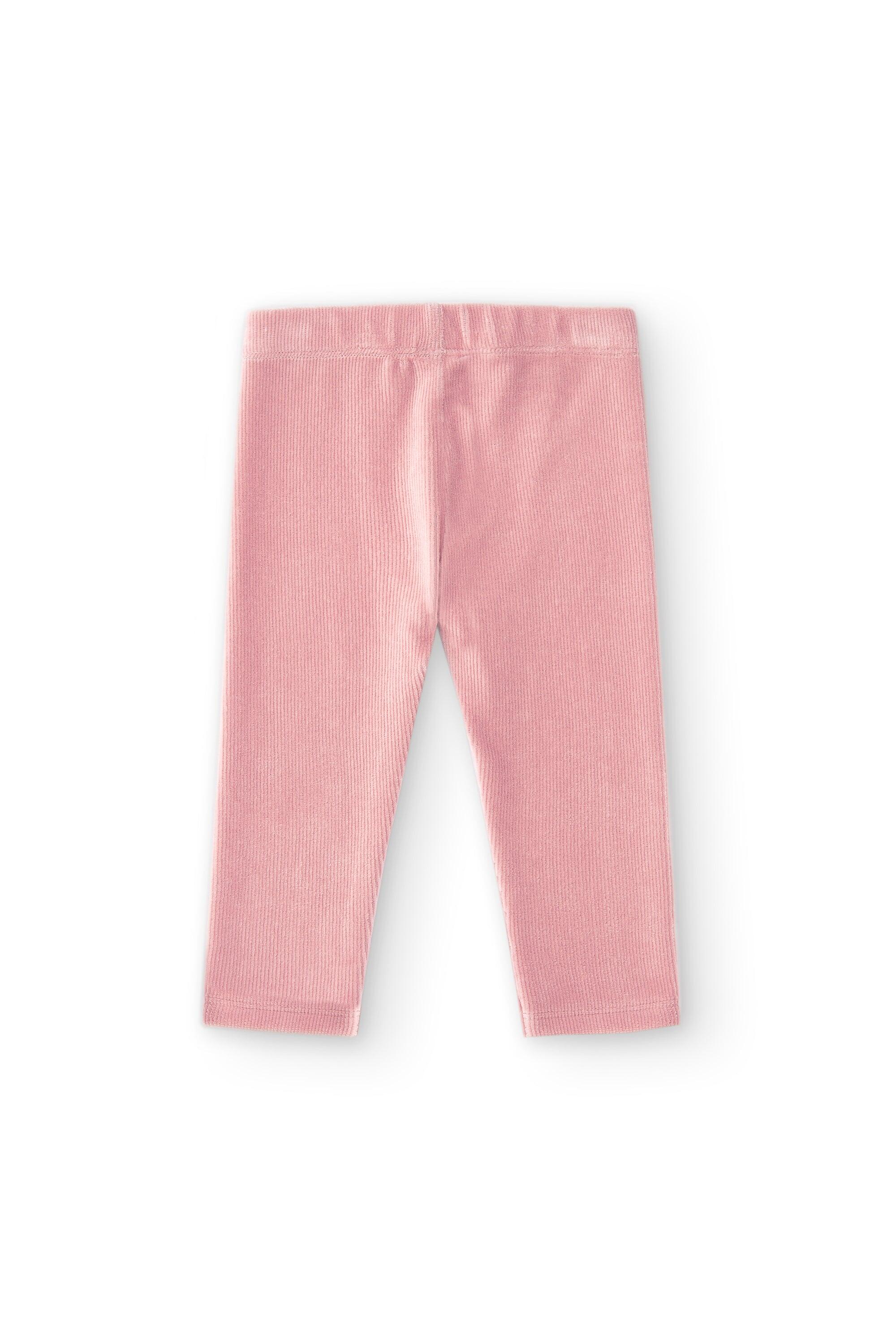 Calça legging rosa de veludo cotelê elástico para bebê - 3/4