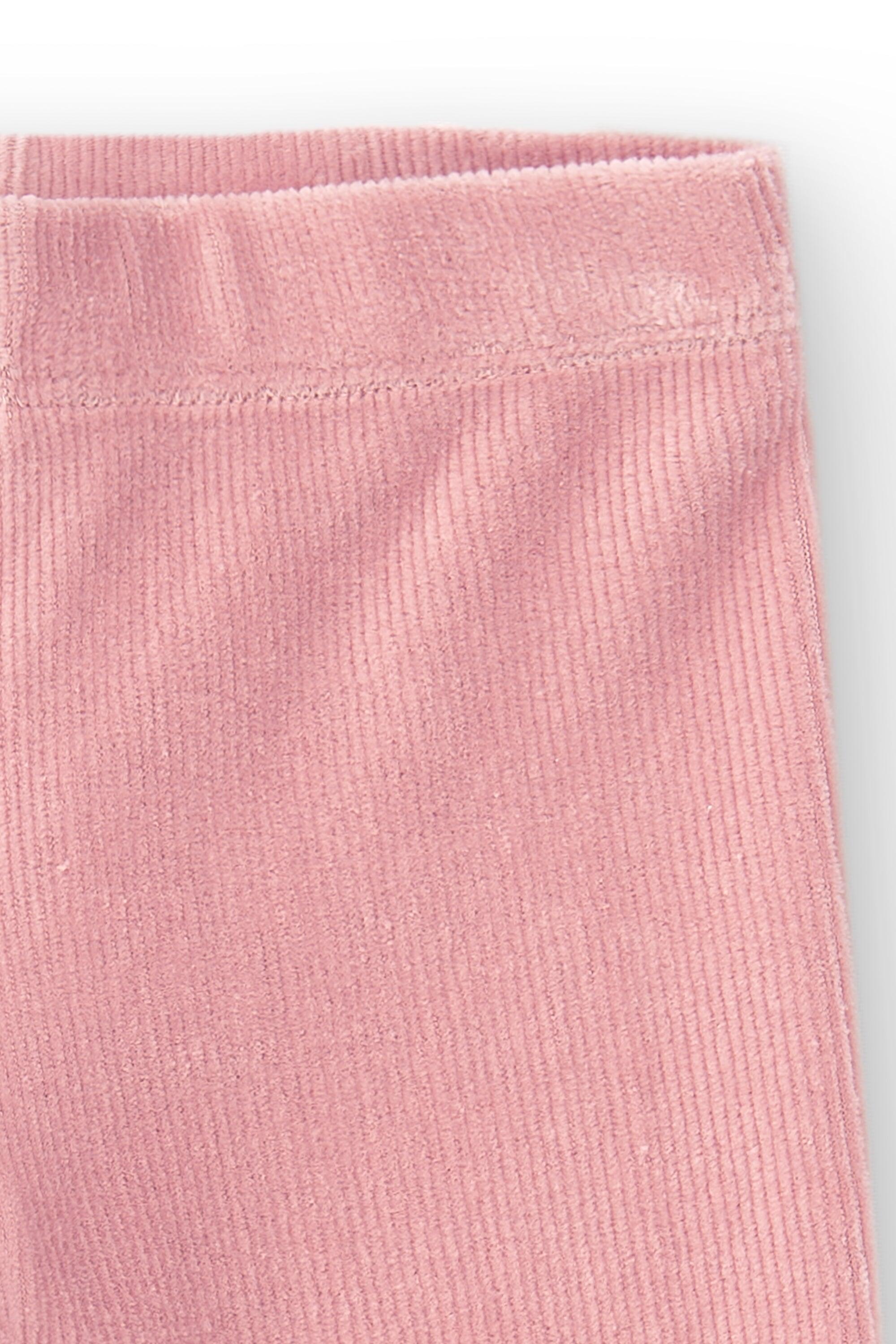 Calça legging rosa de veludo cotelê elástico para bebê - 4/4