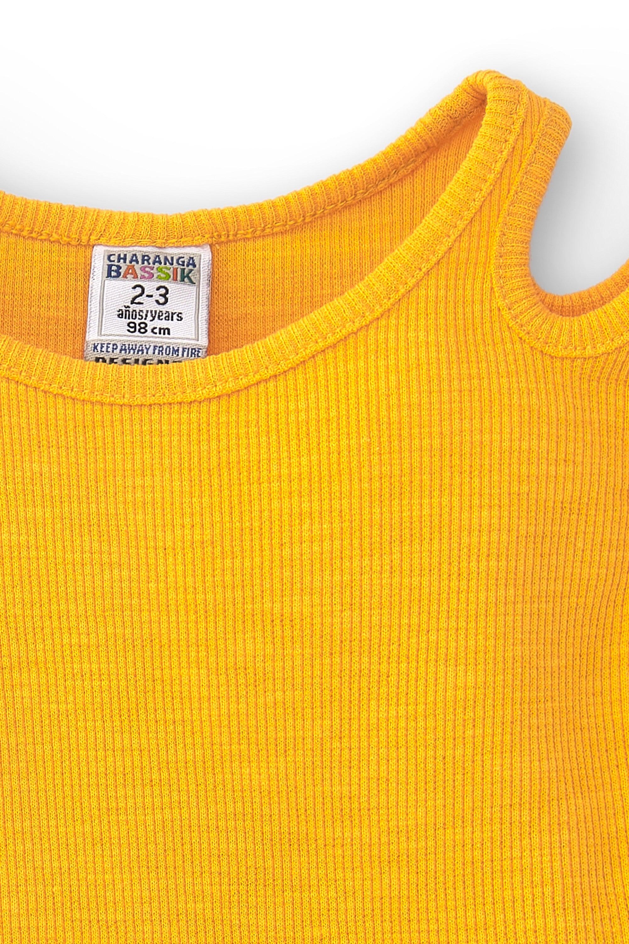 Camiseta amarela de 4/4