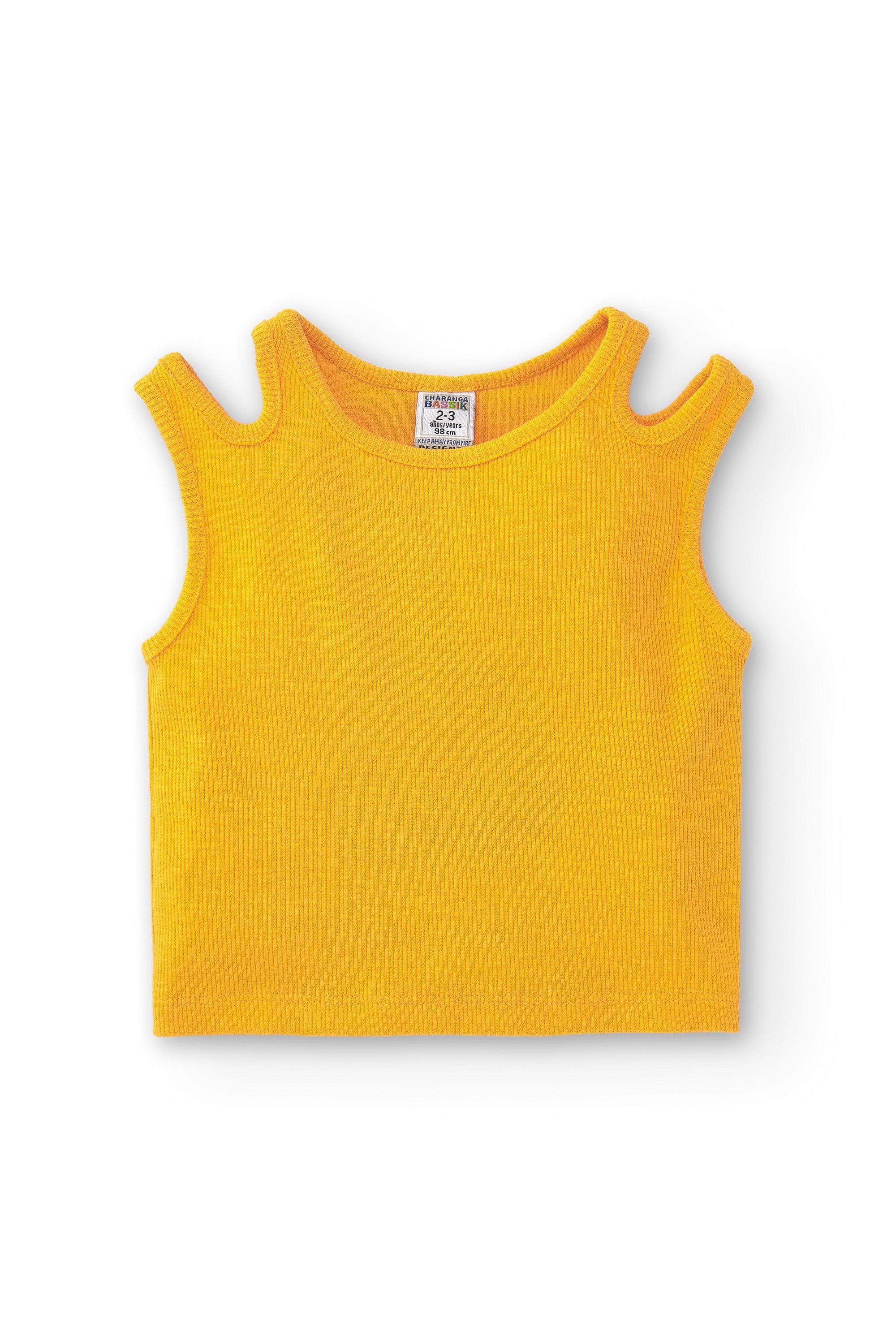 Camiseta amarela de 3/4