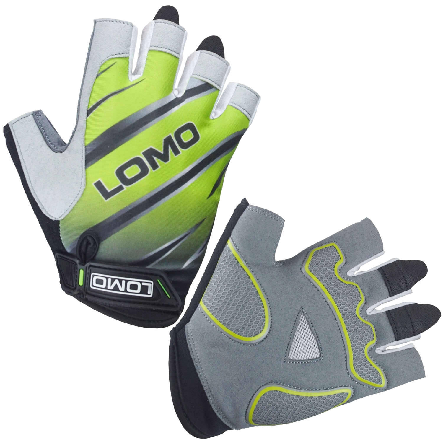 LOMO Lomo SG1 - Short Finger Cycling Gloves - Grey / Black / Lime