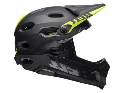 Casque avec Mentonnière Amovible Bell Super DH Mips Noir Mat Vert Fluo