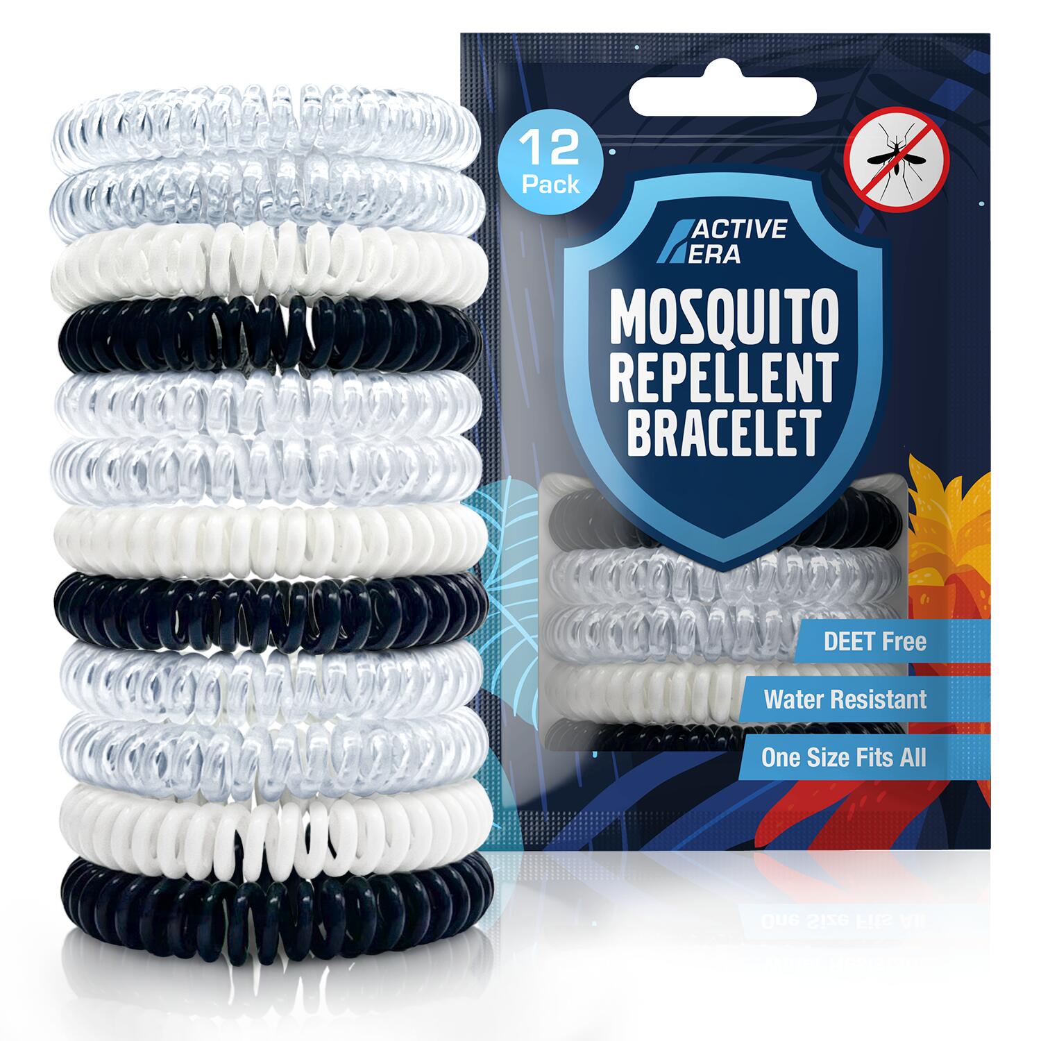 ACTIVE ERA Mosquito Repellent Bands - 12 Pack with Assorted Colours