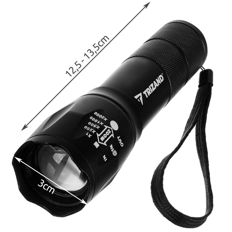 Mocna Latarka LED Cree T6 ZOOM USB + Etui