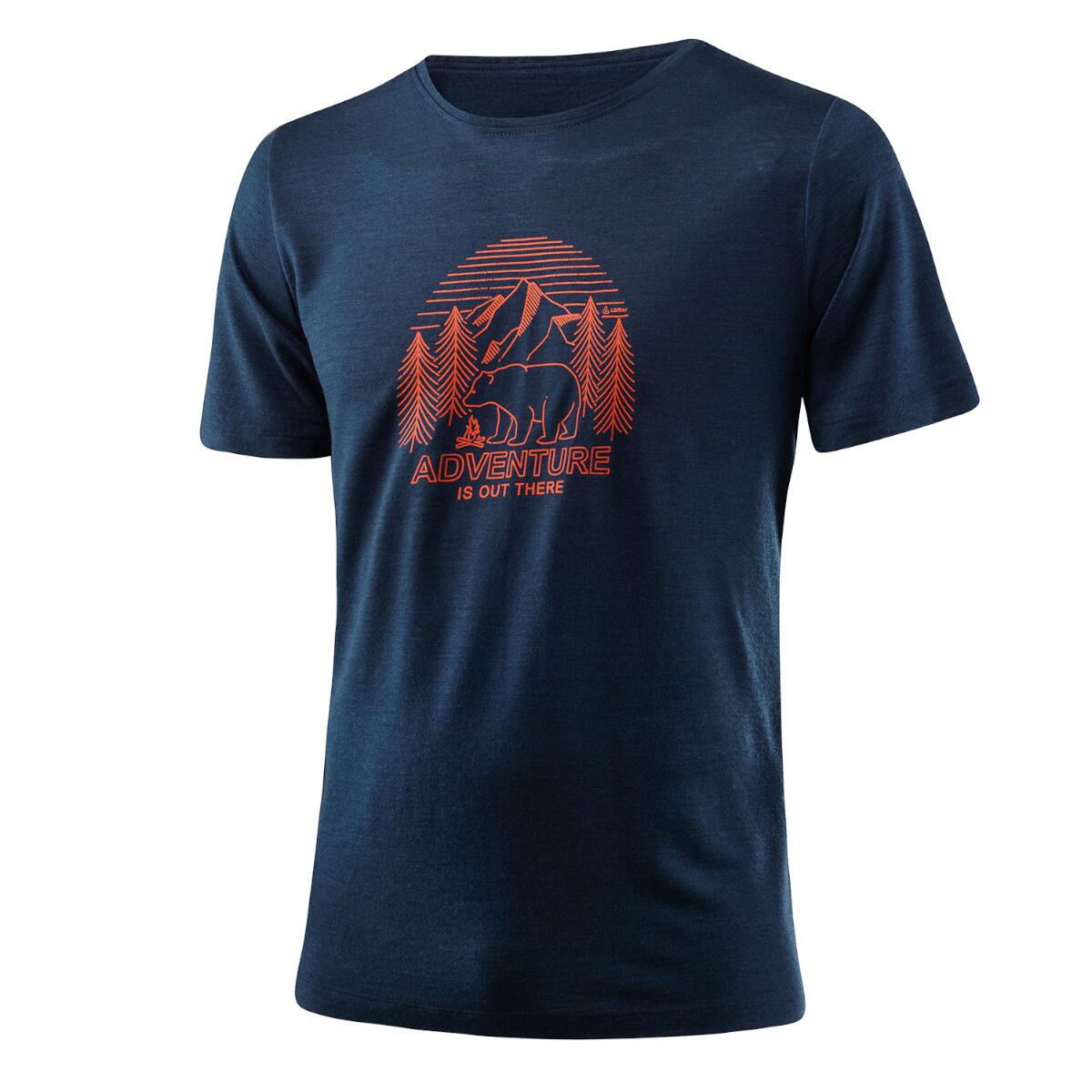 LOEFFLER T-shirt voor heren Printshirt Adventure Merino - Tencel™ Donker Blauw