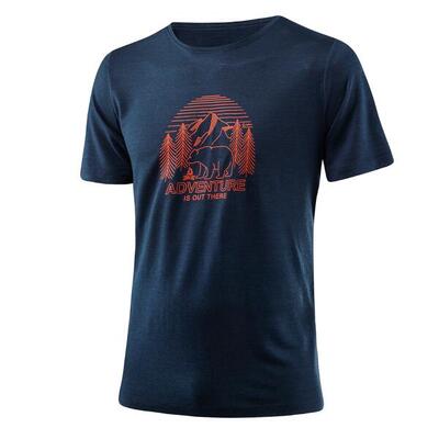 T-Shirt für Herren Printshirt Adventure Merino - Tencel™ Dunkelblau