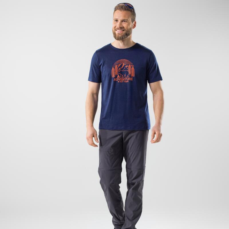 T-shirt da uomo Printshirt Adventure Merino - Tencel™ Blu scuro 3/4