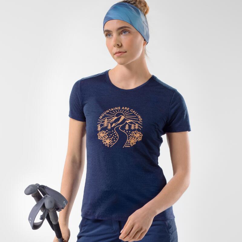 T-shirt pour femme Mountains Merino - Tencel™ Bleu Foncé