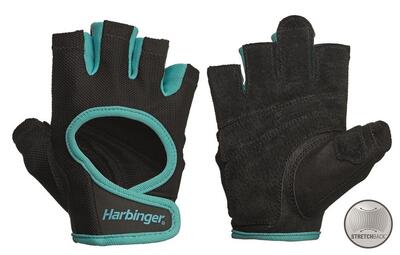 Harbinger women's power stretchback fitness handschoenen - zwart/blauw - s