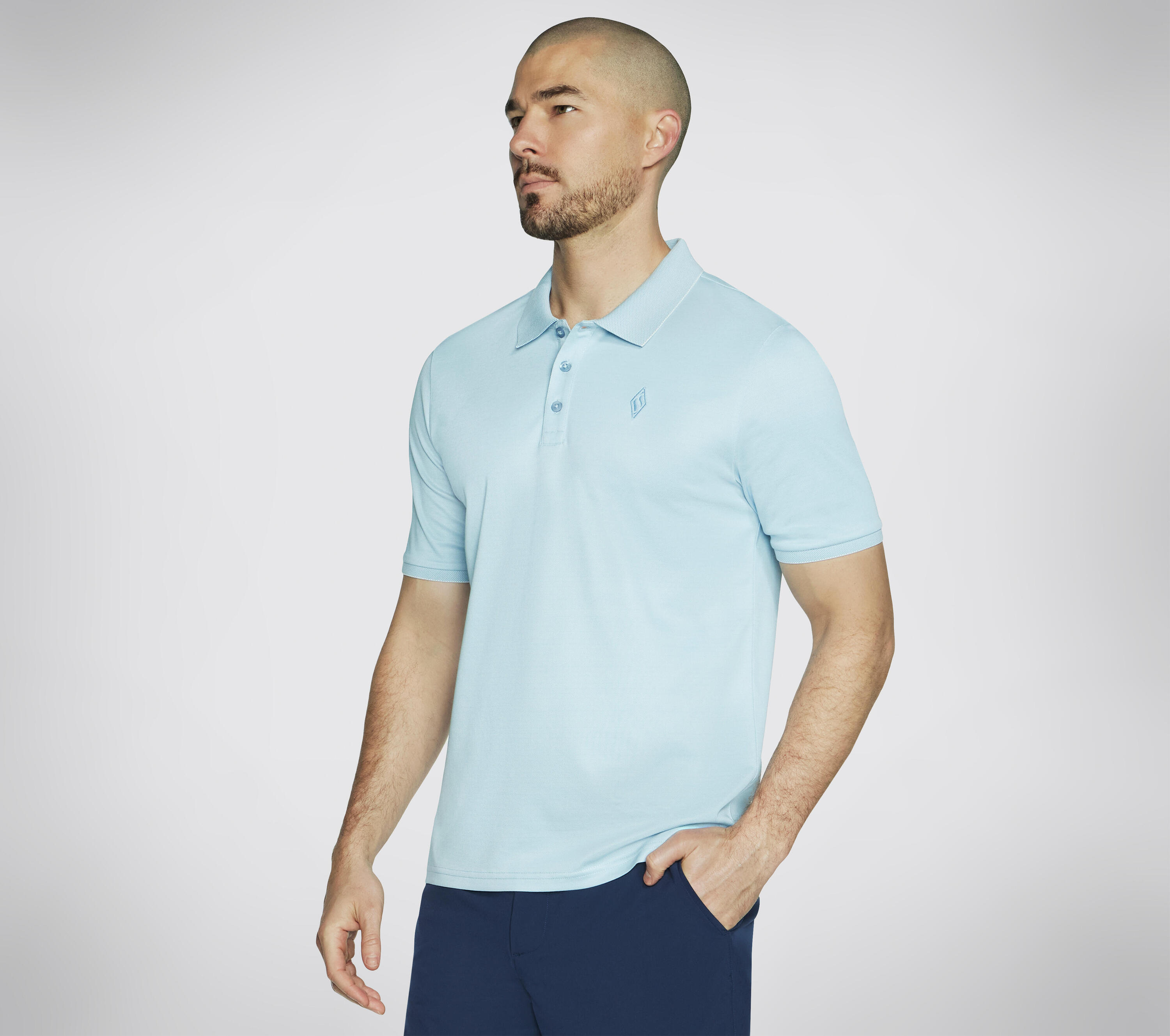 Polo da uomo per il tempo libero, blu chiaro 3/3