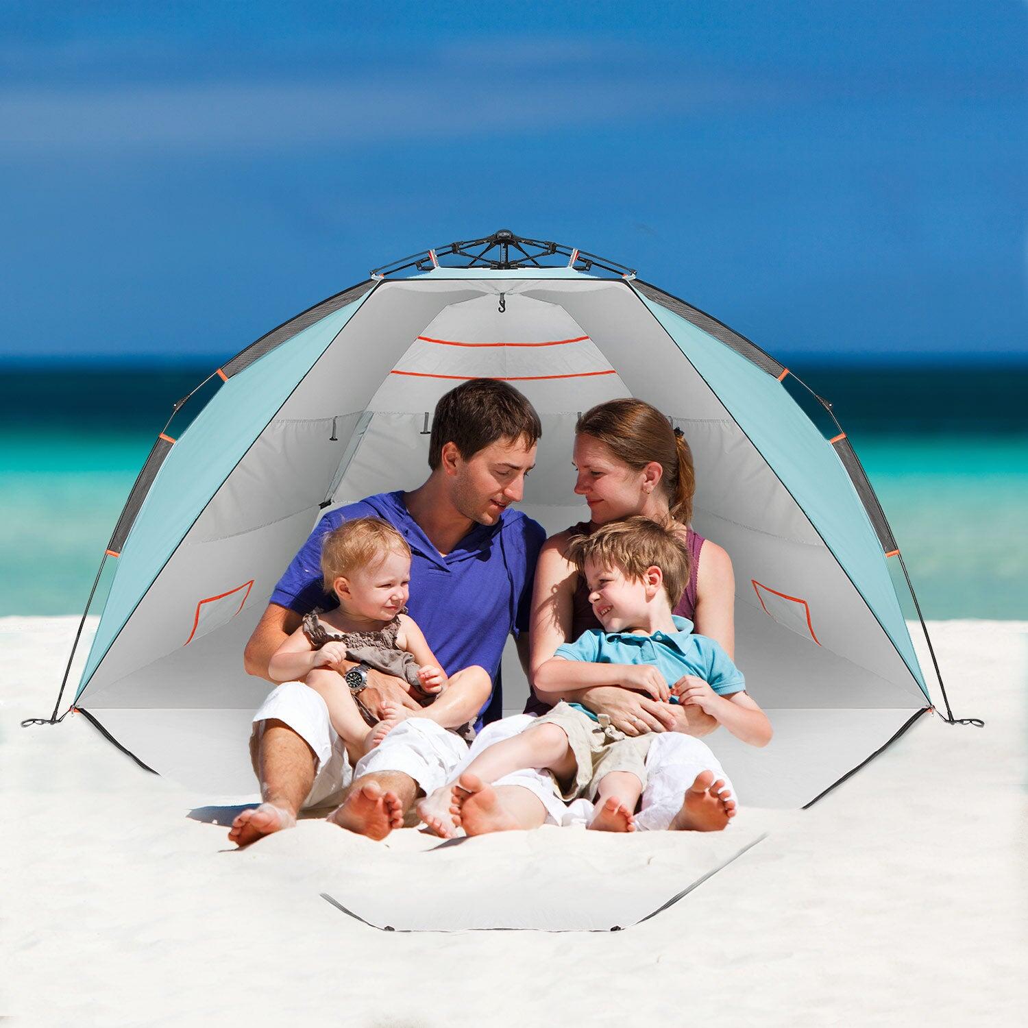 Tente de Plage de Luxe pour 4-5 Personnes Avec Protection Solaire UV UPF 50+ 3/7