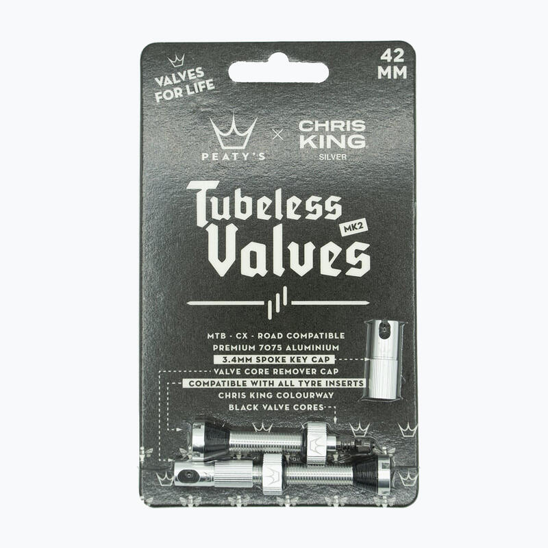 Peaty's X Chris King Mk2 Tubeless Valves PTV2-42-SIL-12 presta szelepkészlet