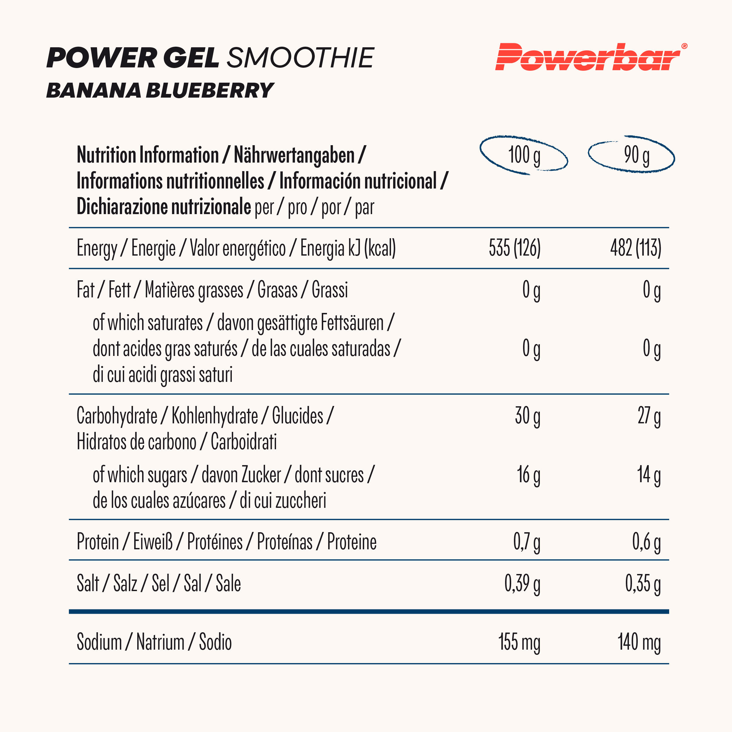 Boissons PowerBar PowerGel Smoothie 16x90gr Banana Blueberry 3/5