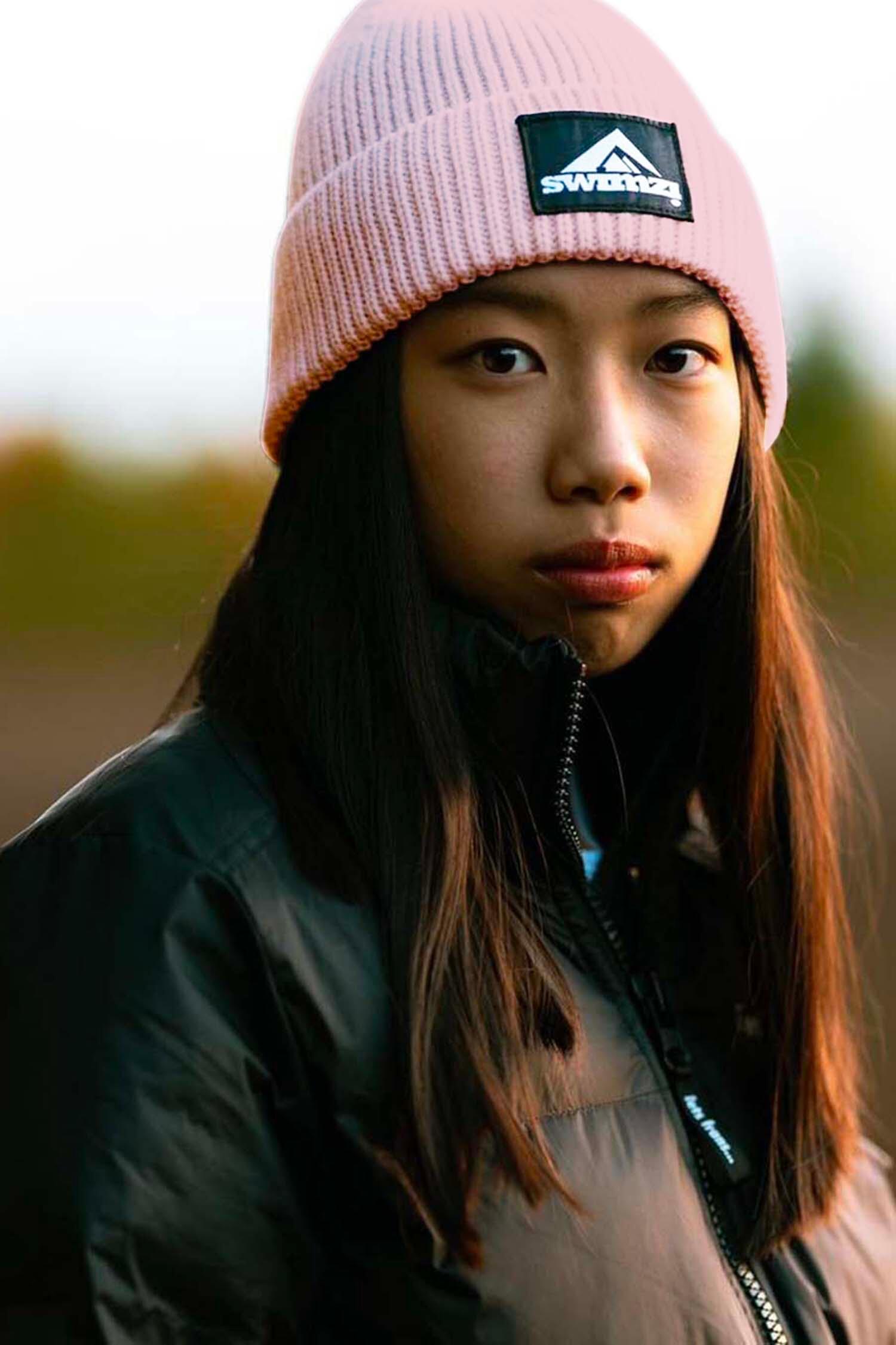 SWIMZI Flamingo Pink Chunky Knit Beanie Hat