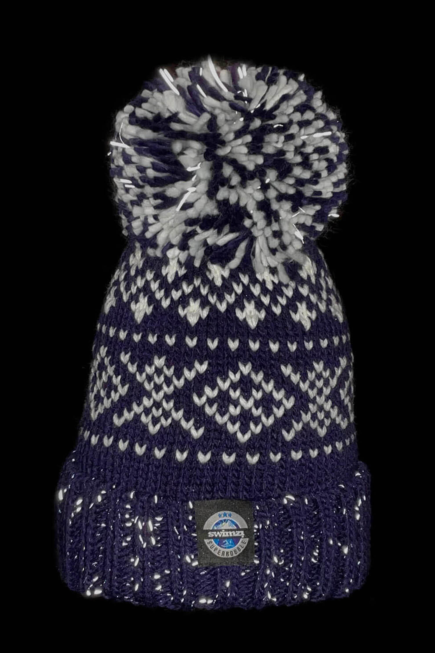 Navy Nordic Knit Super Bobble Hat 6/7