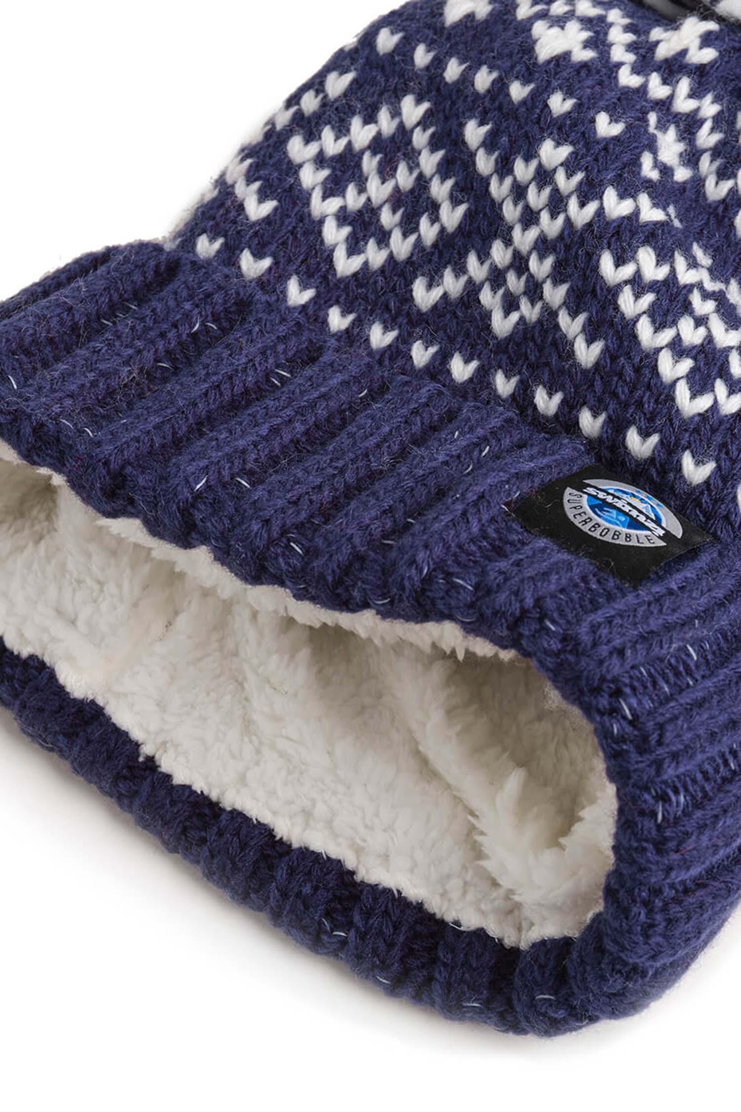Navy Nordic Knit Super Bobble Hat 5/7