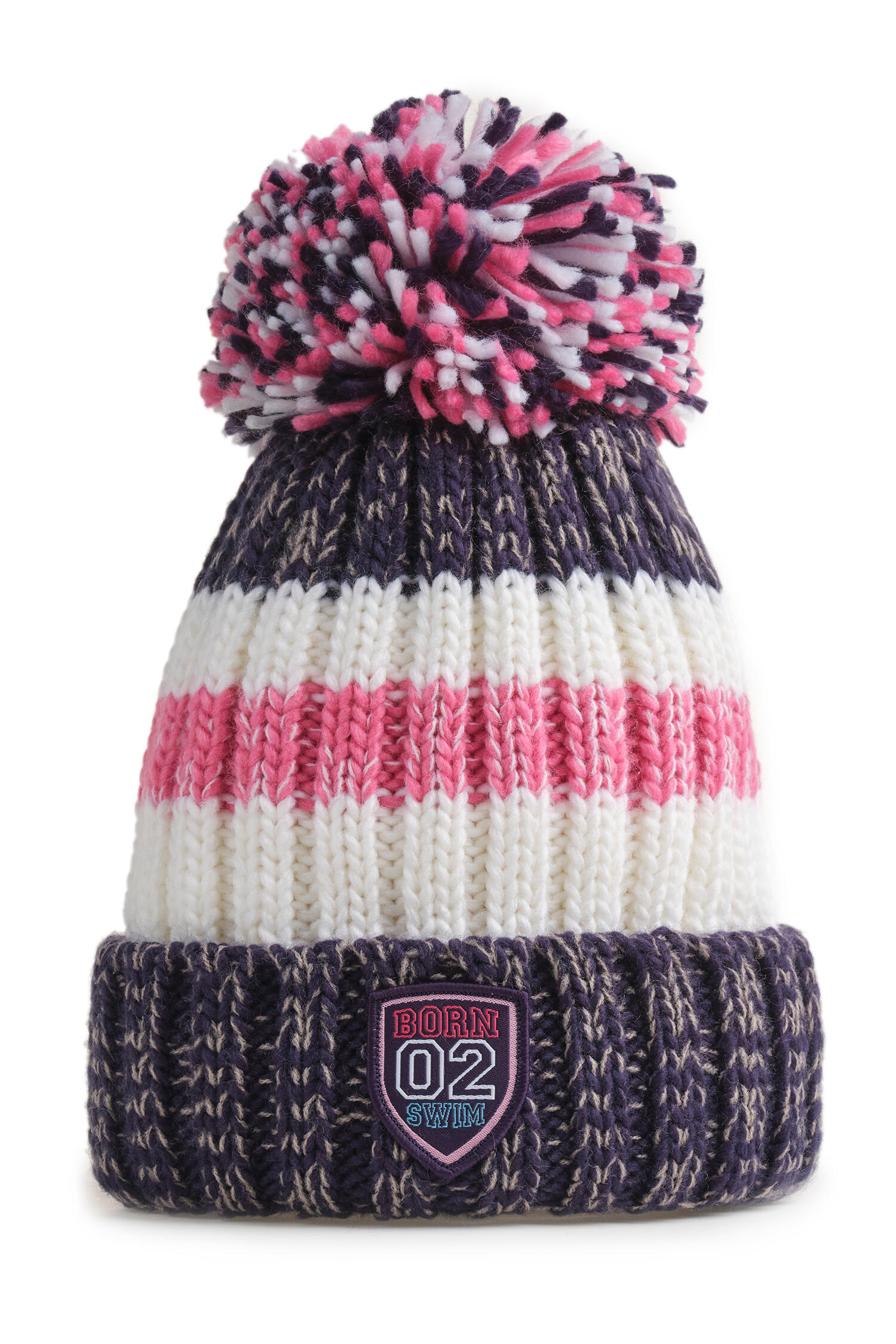 Navy Pink Super Bobble Hat 2/7