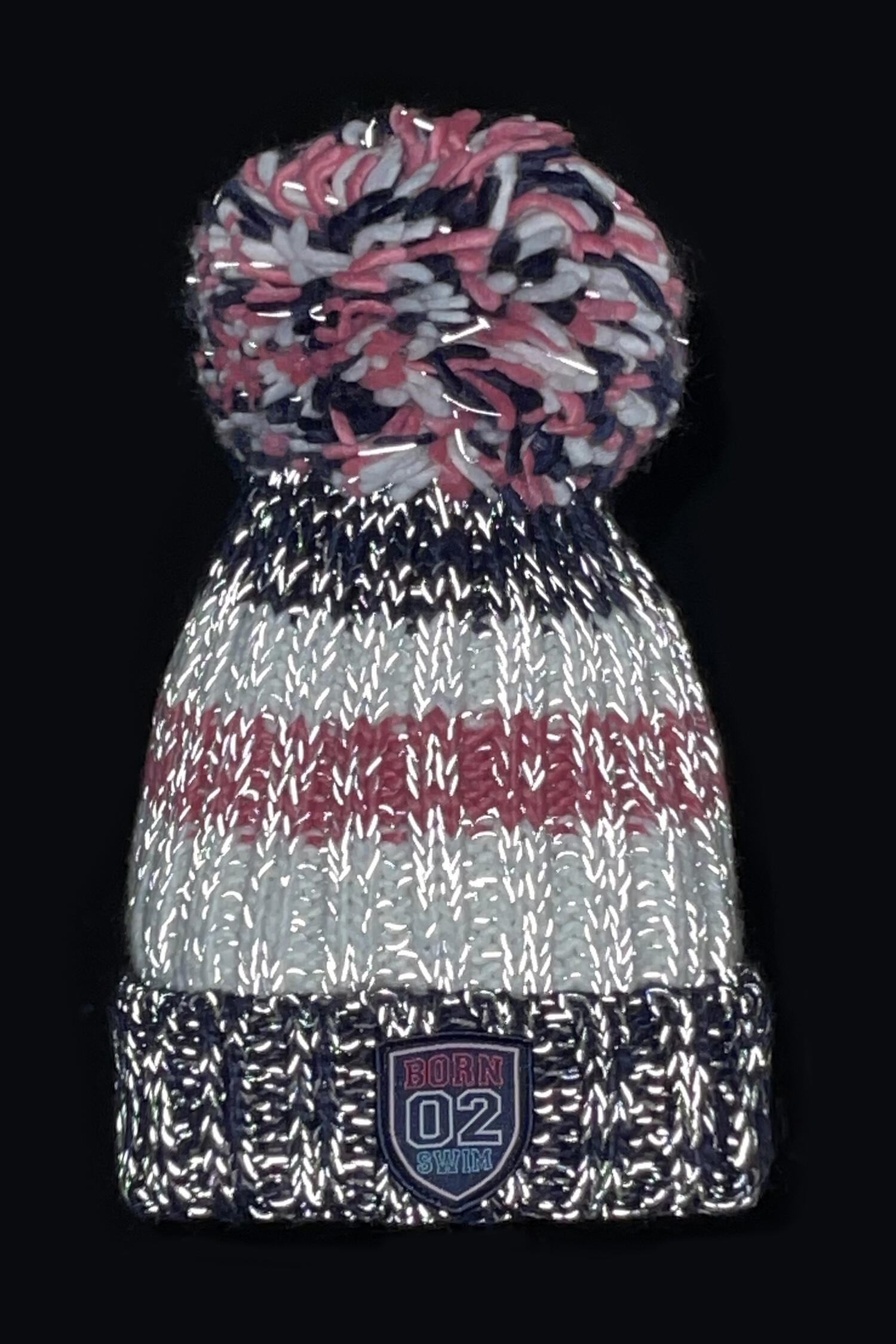 Navy Pink Super Bobble Hat 7/7