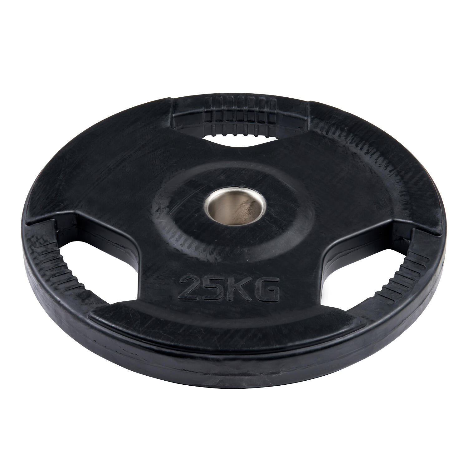 Hantelscheibe Wettkampf, gummiert, 50 mm 25 kg Gewichtheben Unisex Schwarz 2/4