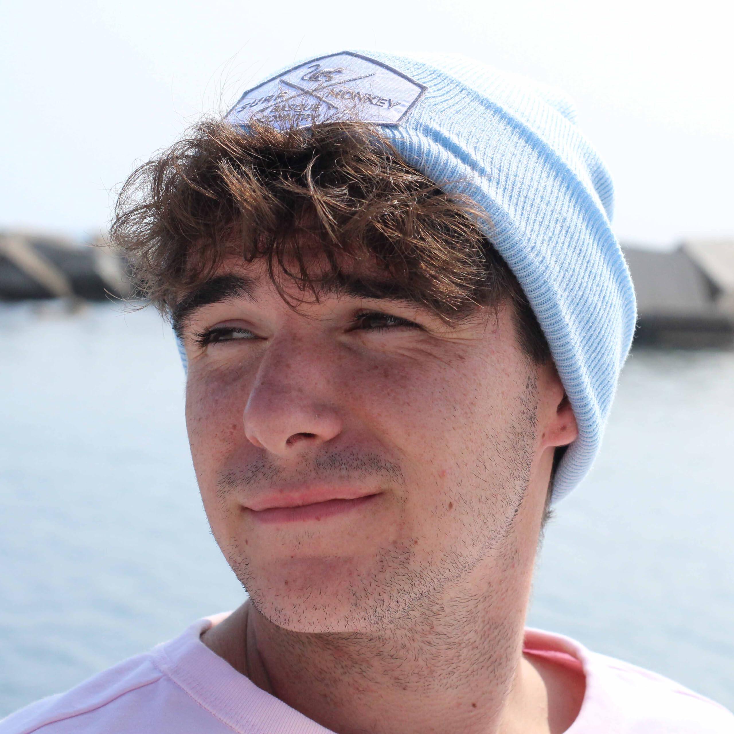 Bonnet tricoté - Bonnet recyclé - Taille unique - (Bleu clair) 4/5