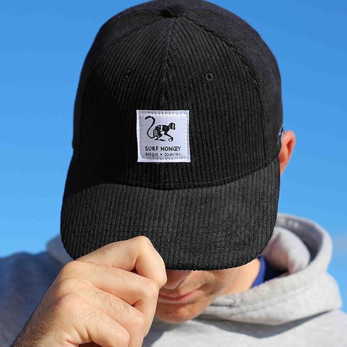 Casquette de baseball -Velours côtelé - Recyclé / Adulte /Taille unique (Noir) 3/3