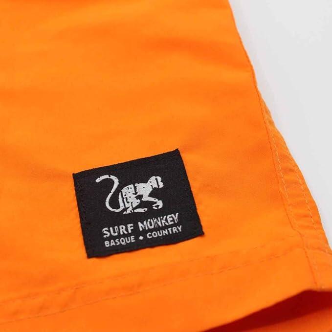 Bañador Hombre Corto 15" - bolsillo trasero - Quick-Dry (Naranja, S) 6/7