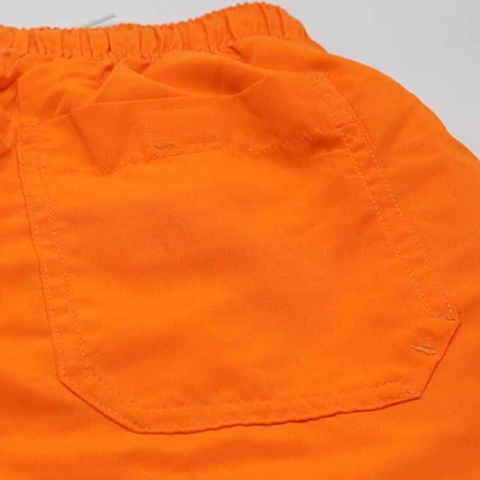 Bañador Hombre Corto 15" - bolsillo trasero - Quick-Dry (Naranja, S) 7/7
