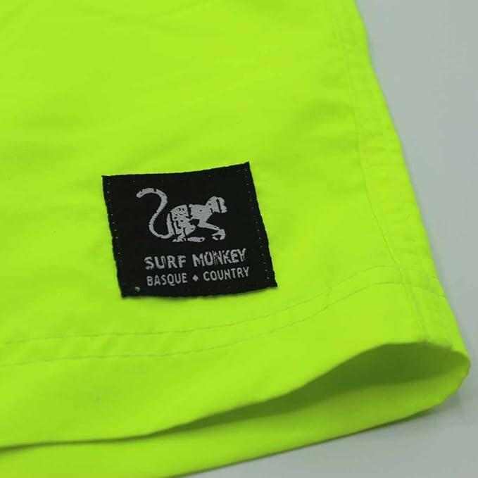 Bañador Hombre Corto 15" - bolsillo trasero - Quick-Dry (Amarillo, M) 6/7