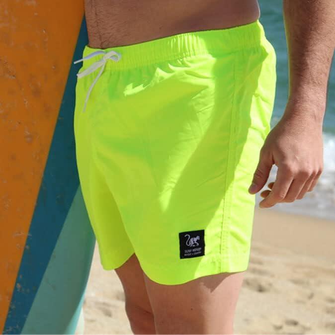 Bañador Hombre Corto 15" - bolsillo trasero - Quick-Dry (Amarillo, M) 4/7